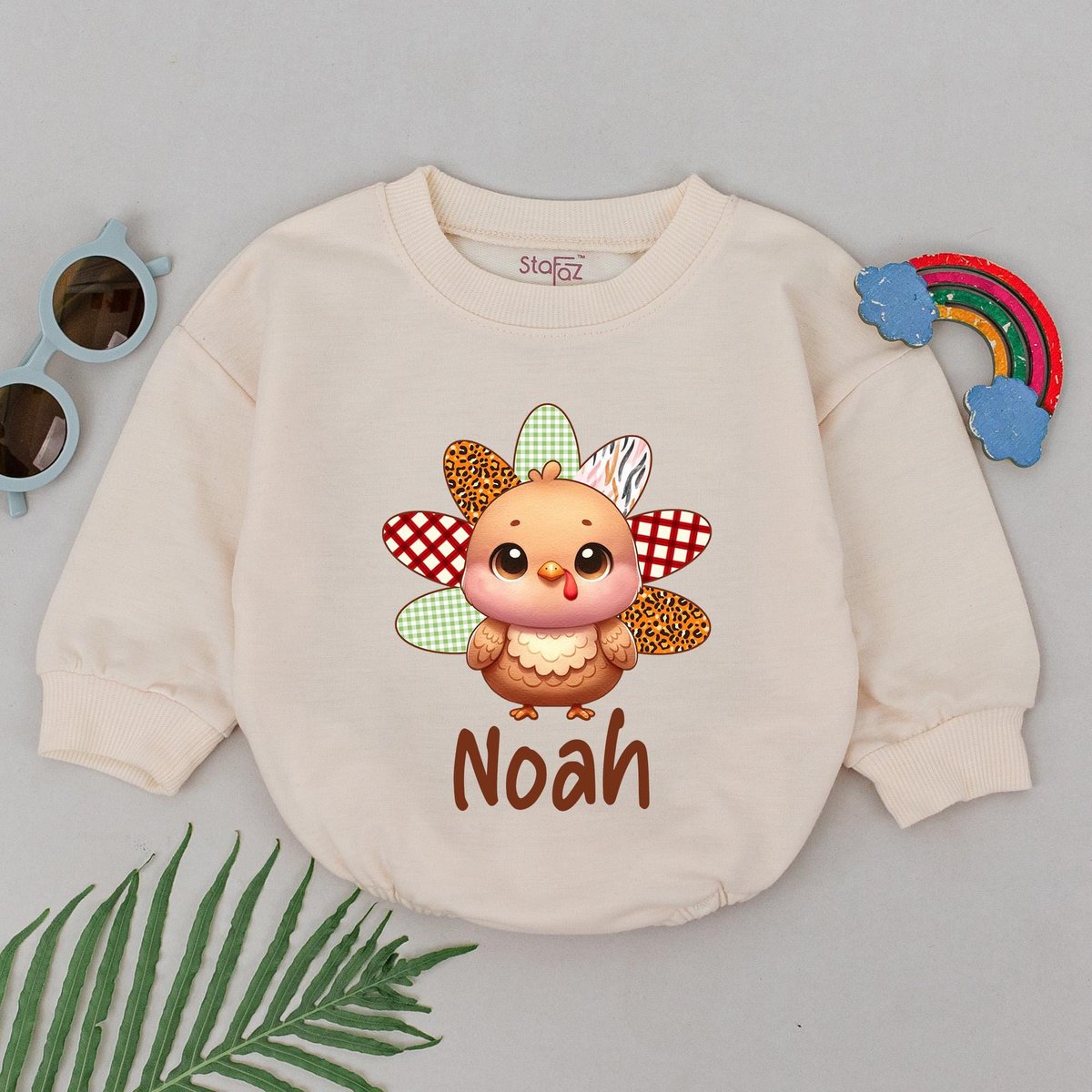 Personalized Name Thanksgiving Romper Turkey Baby Romper 1st Birthday Thanksgiving OutfitFirst Thank