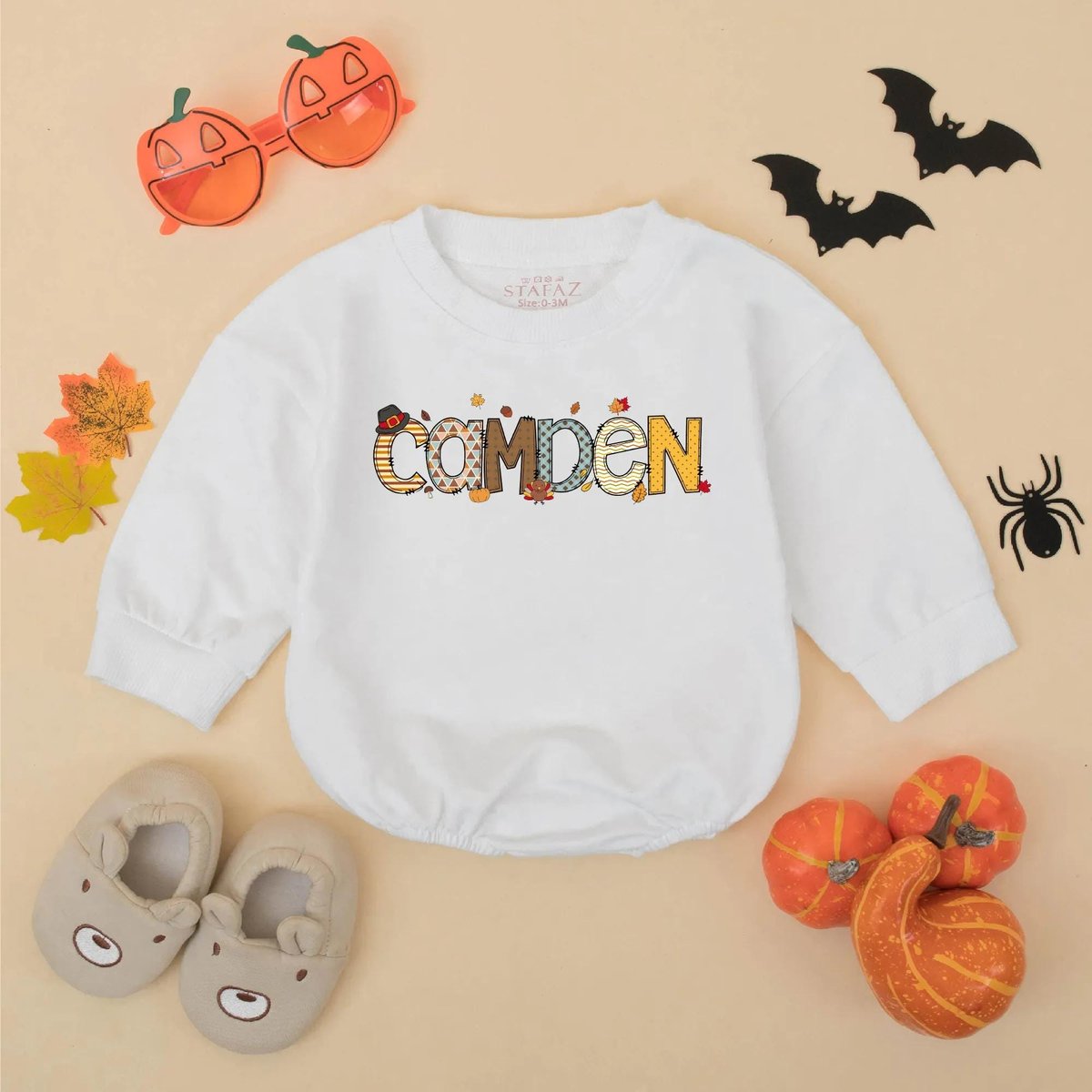 Personalized Name Thanksgiving Baby Romper Little Turkey Baby Bodysuit Custom Name Fall Outfit Newbo 432