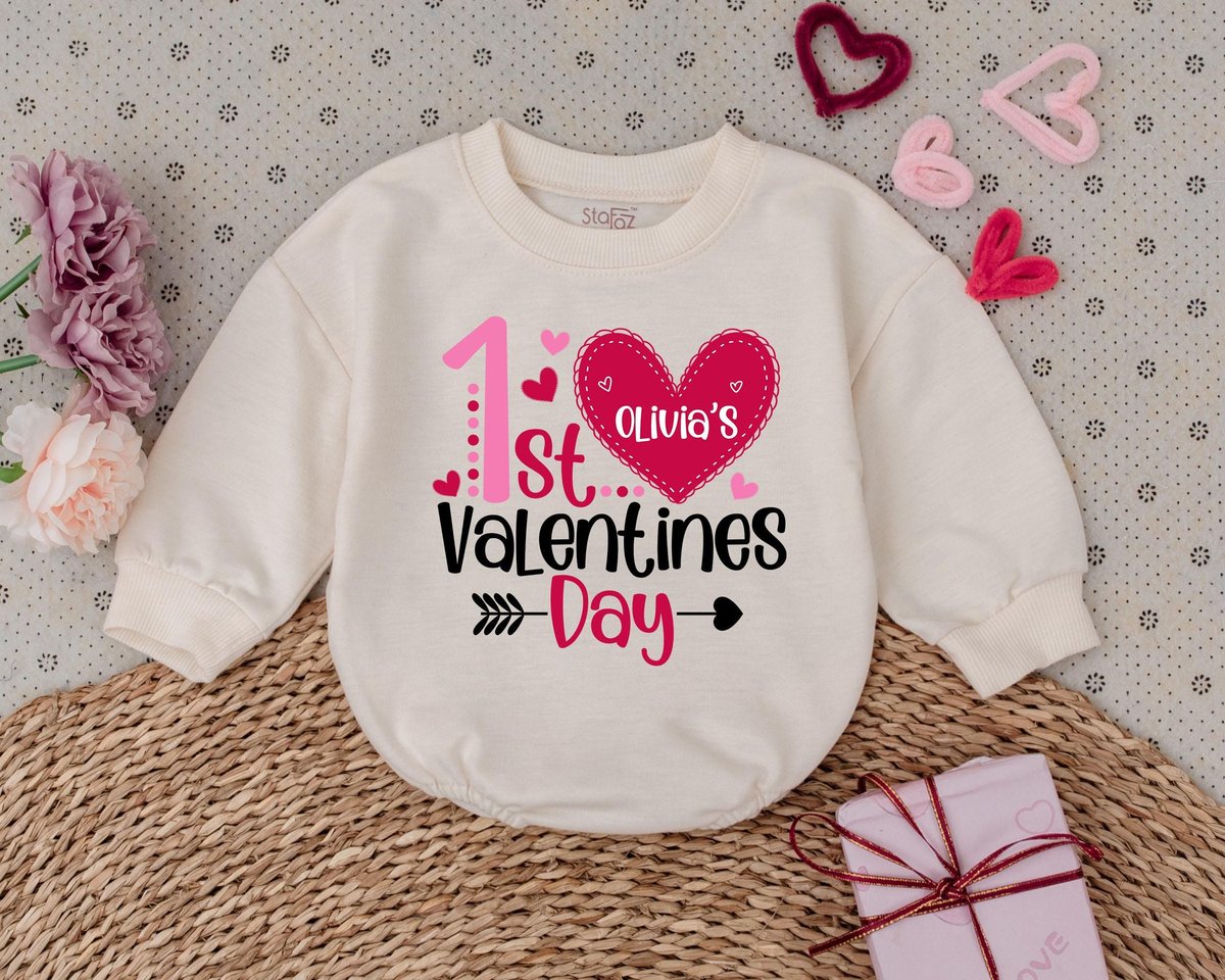 Personalized Name Valentine Kids Valentines Day Bubble Romper Valentines Day Outfit Baby Bodysuit Sh
