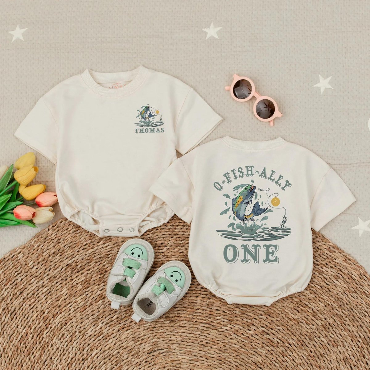 Personalized O Fish Ally One Bubble Romper Boy Fishing Clothes Fishing Birthday Theme Short Sleeve B
