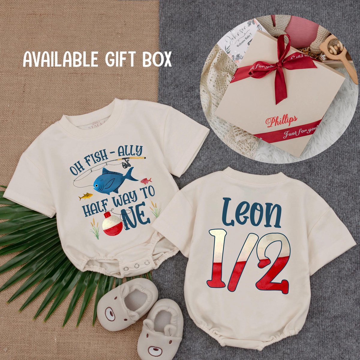 Personalized Oh Fish ally Half Birthday Bubble Romper Baby Boy Outfit 6 Month Fishing Bodysuit Infan 434