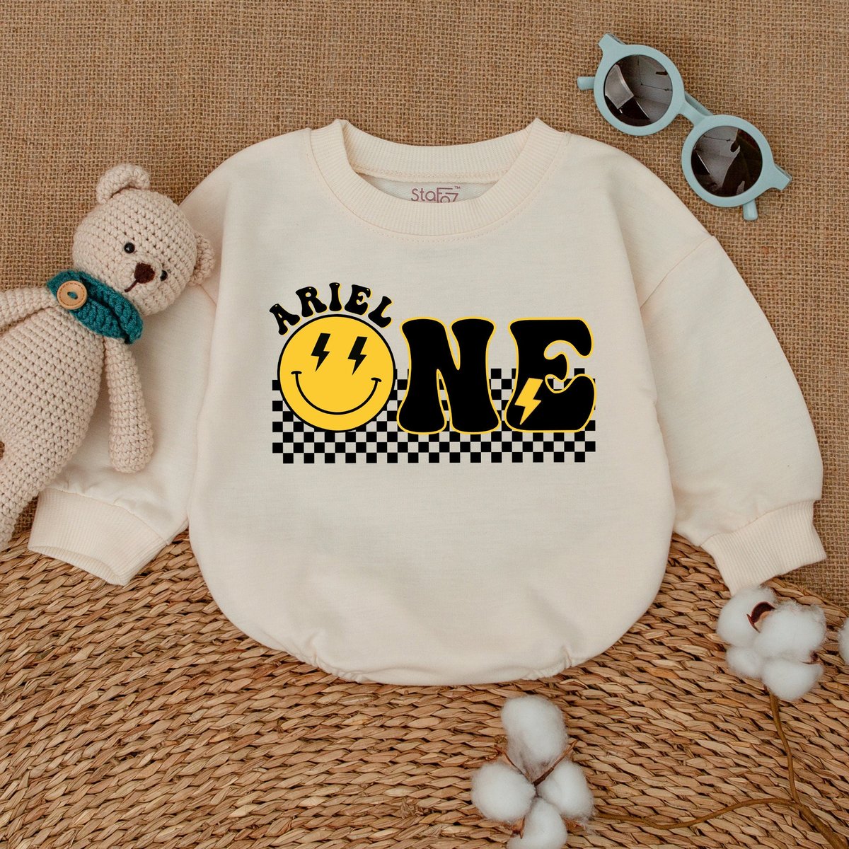 Personalized One Happy Dude Romper One Cool Dude Bodysuit Smiley Face Birthday Outfit Newborn First 169