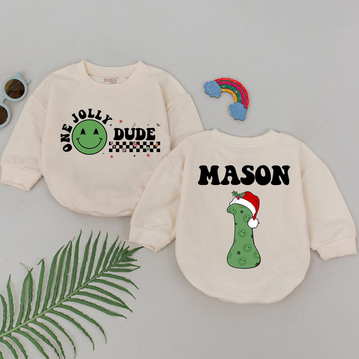 Personalized One Jolly Dude Baby Romper Christmas Outfits 1st Christmas Romper New Baby Gift Baby Sh