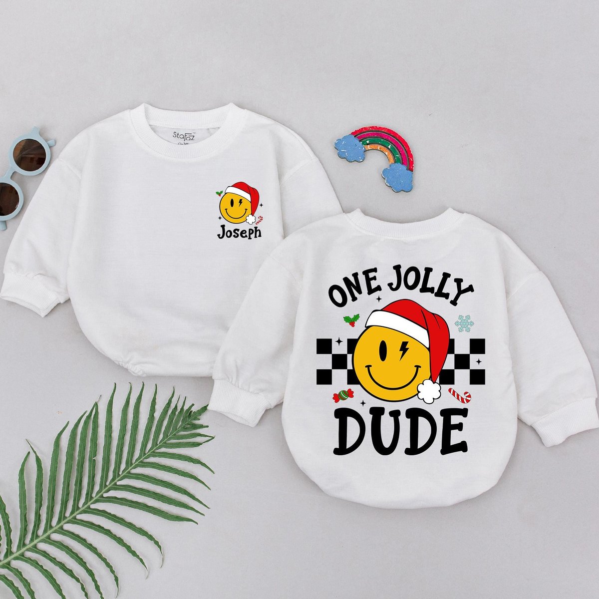 Personalized One Jolly Dude Romper Christmas Outfits 1st Christmas Romper New Baby Gift Baby Shower