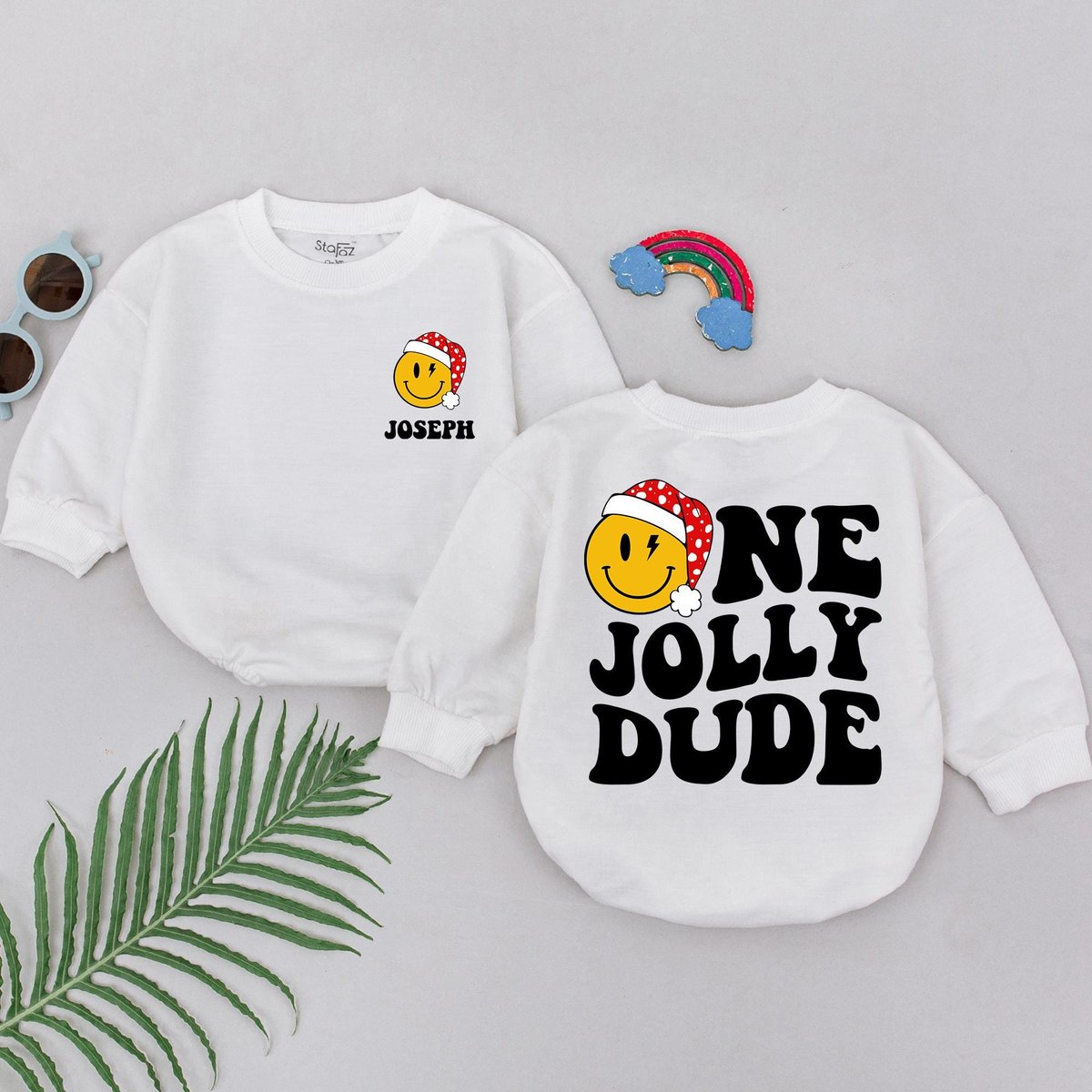 Personalized One Jolly Dude Romper 1st Christmas Romper Christmas Birthday Outfits New Baby Gift Bab