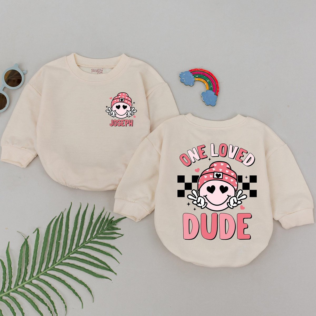 Personalized One Loved Dude Romper Valentine Baby Romper 1st Valentines For Girl Little Valentine Ki