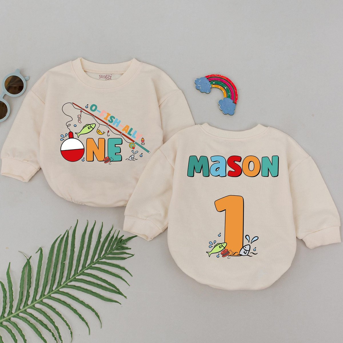 Personalized One O-Fish-Ally Romper Fishing First Birthday Baby Romper 1st Birthday Baby Bodysuit Sm