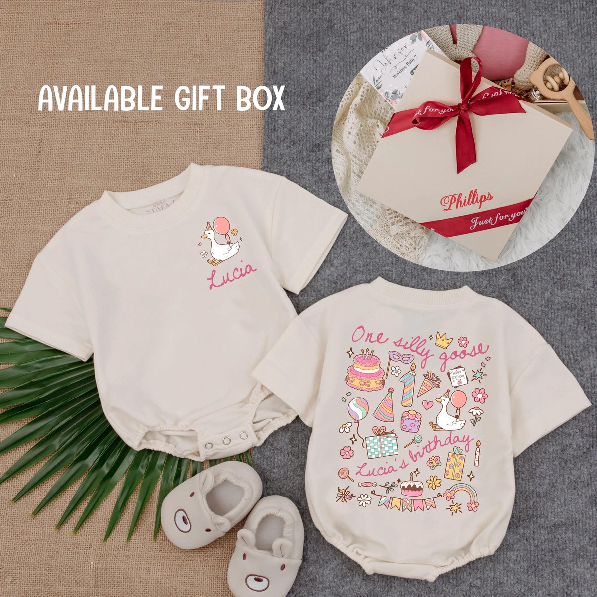 Personalized One Silly Goose Birthday Baby Romper Cute Birthday Baby 1st Birthday Silly Goose Romper 434