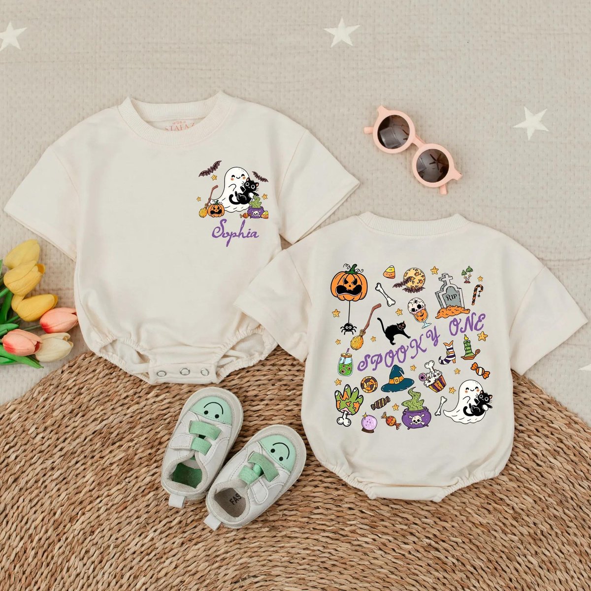 Personalized One Spooky Boo Baby Bubble Romper One Spooky Dude Romper Baby Boo Outfits My First Hall