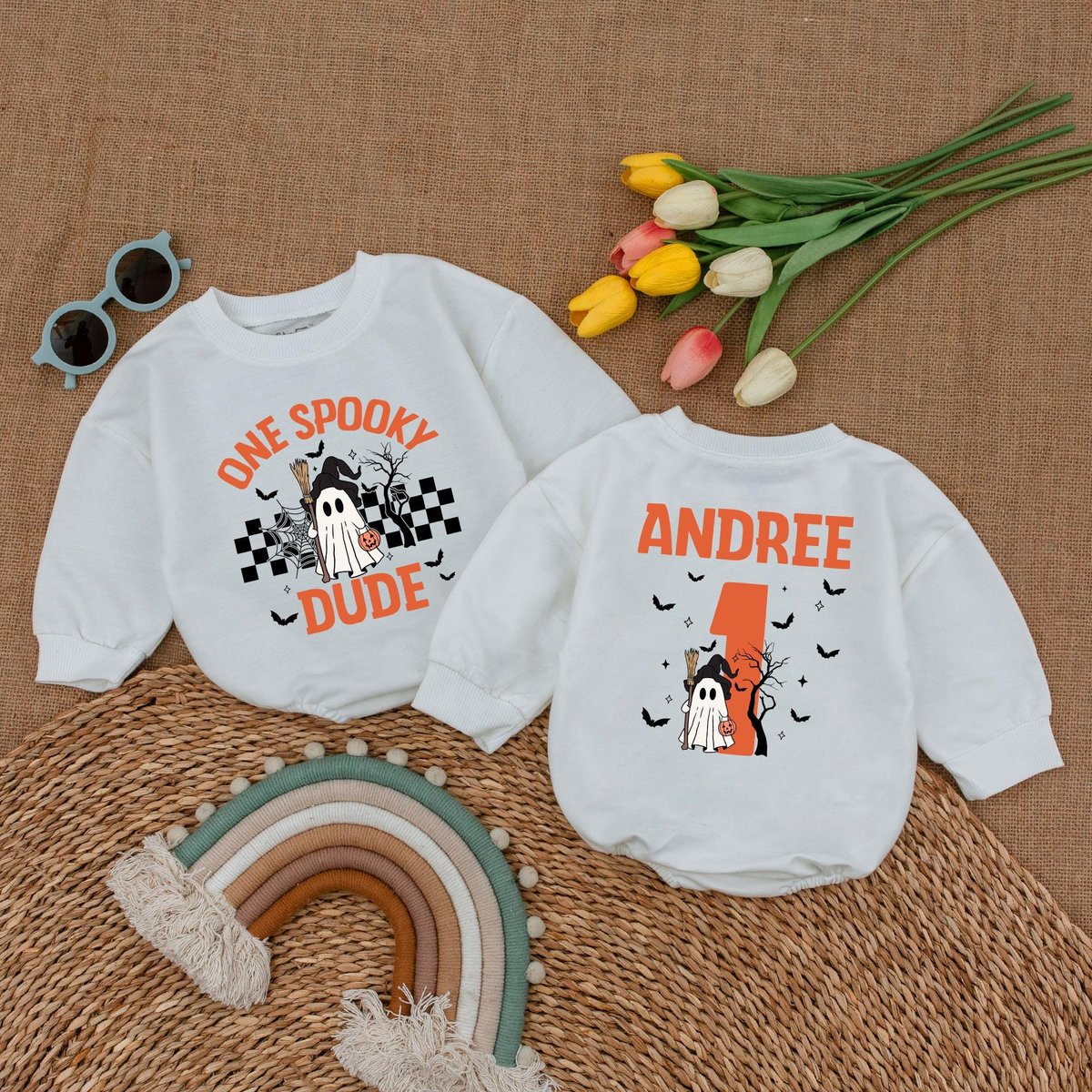 Personalized One Spooky Dude Baby Romper Boy Halloween Birthday Bodysuit Halloween Birthday Fall Bab 178