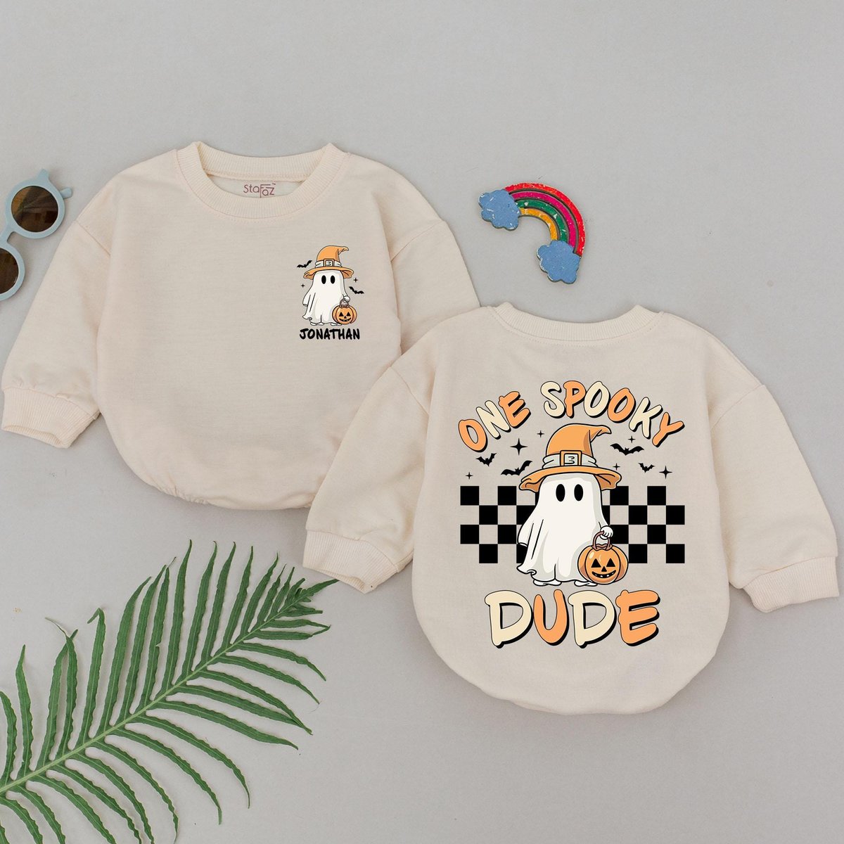 Personalized One Spooky Dude Romper First Halloween Baby Romper Baby Shower Gift Baby Boo Boys Outfi