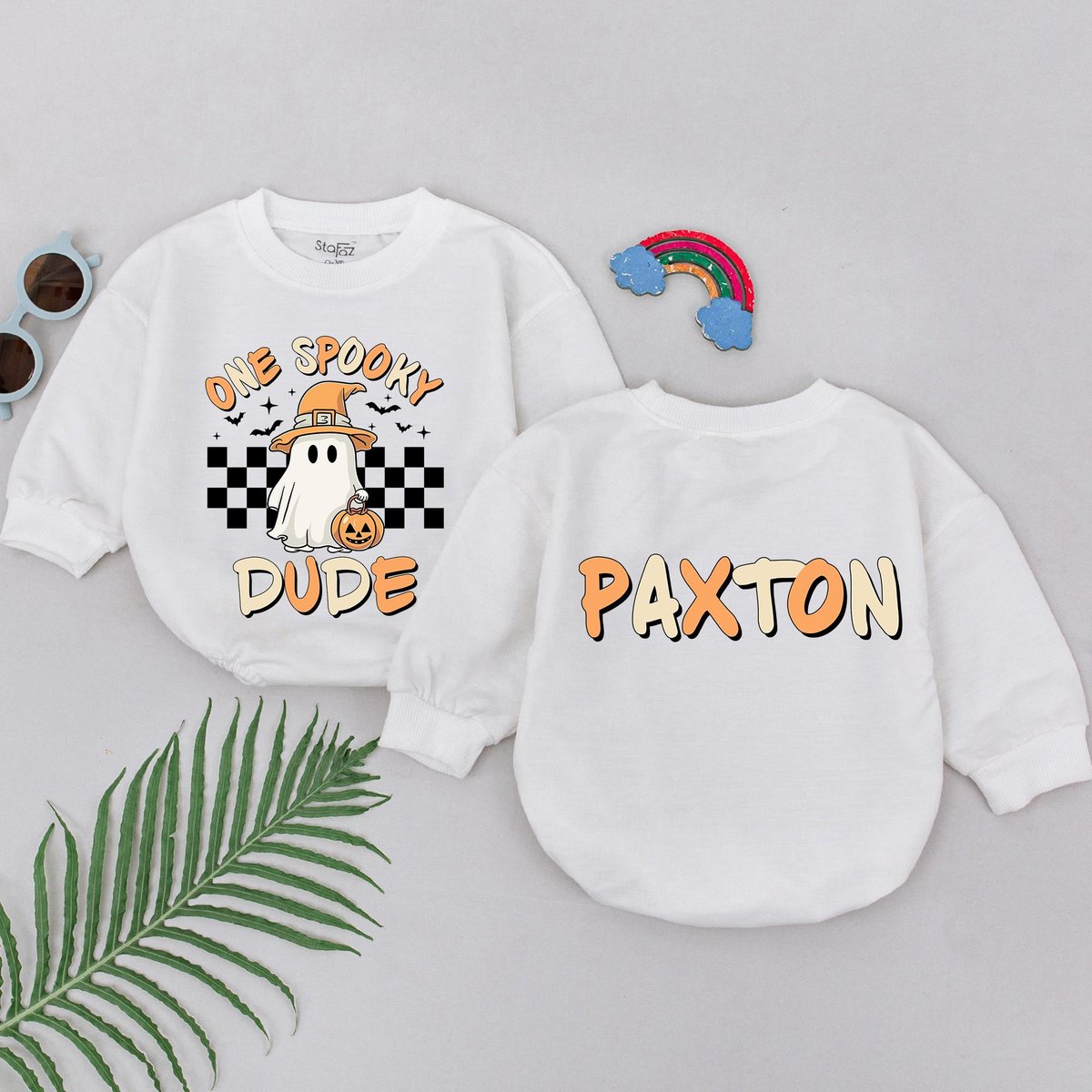 Personalized One Spooky Dude Romper Little Boo Outfits First Halloween Baby Romper Baby Shower Gift