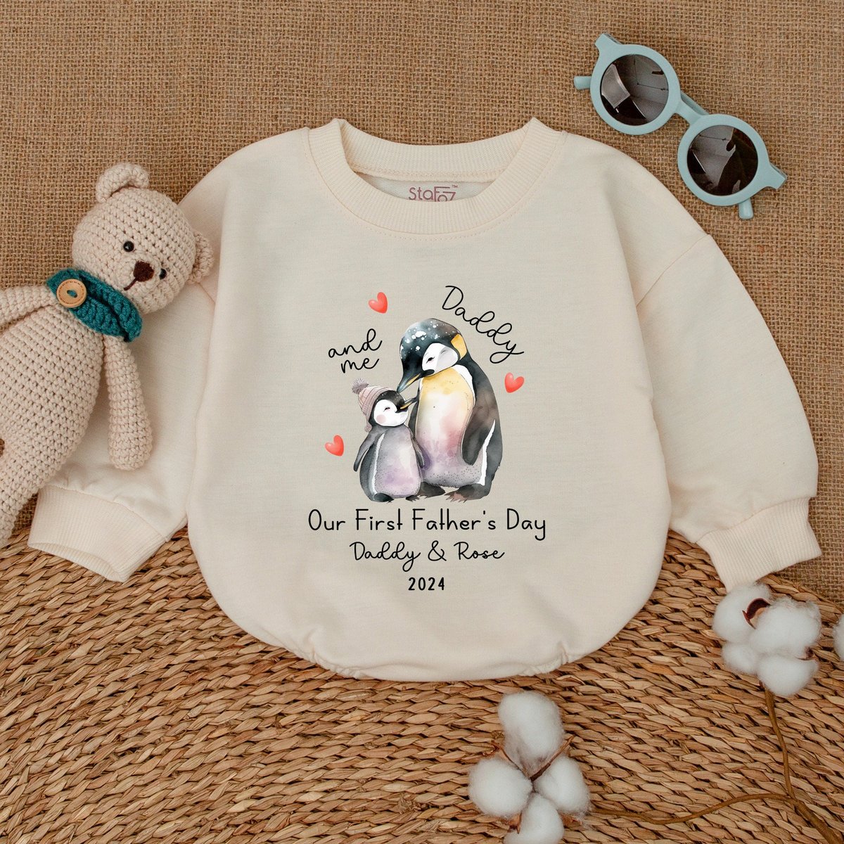 Personalized Our First Father's Day Romper Daddy and Me Baby Bodysuit Infant Newborn Bubble Romper 170