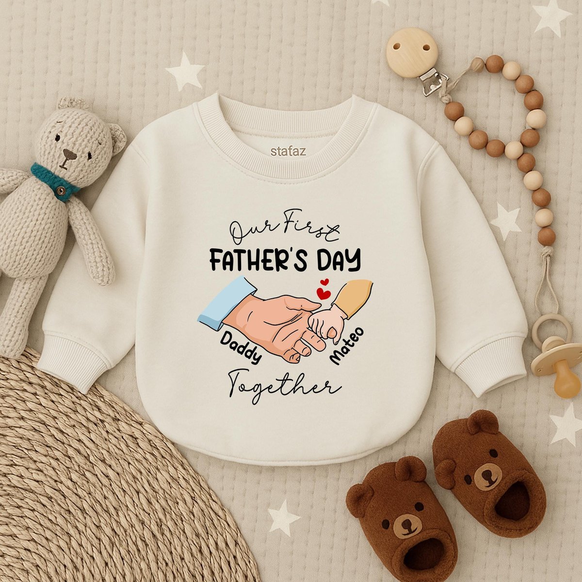Personalized Our First Fathers Day Together Bubble Romper Baby Outfit for Dad Cute Newborn Gift Dadd