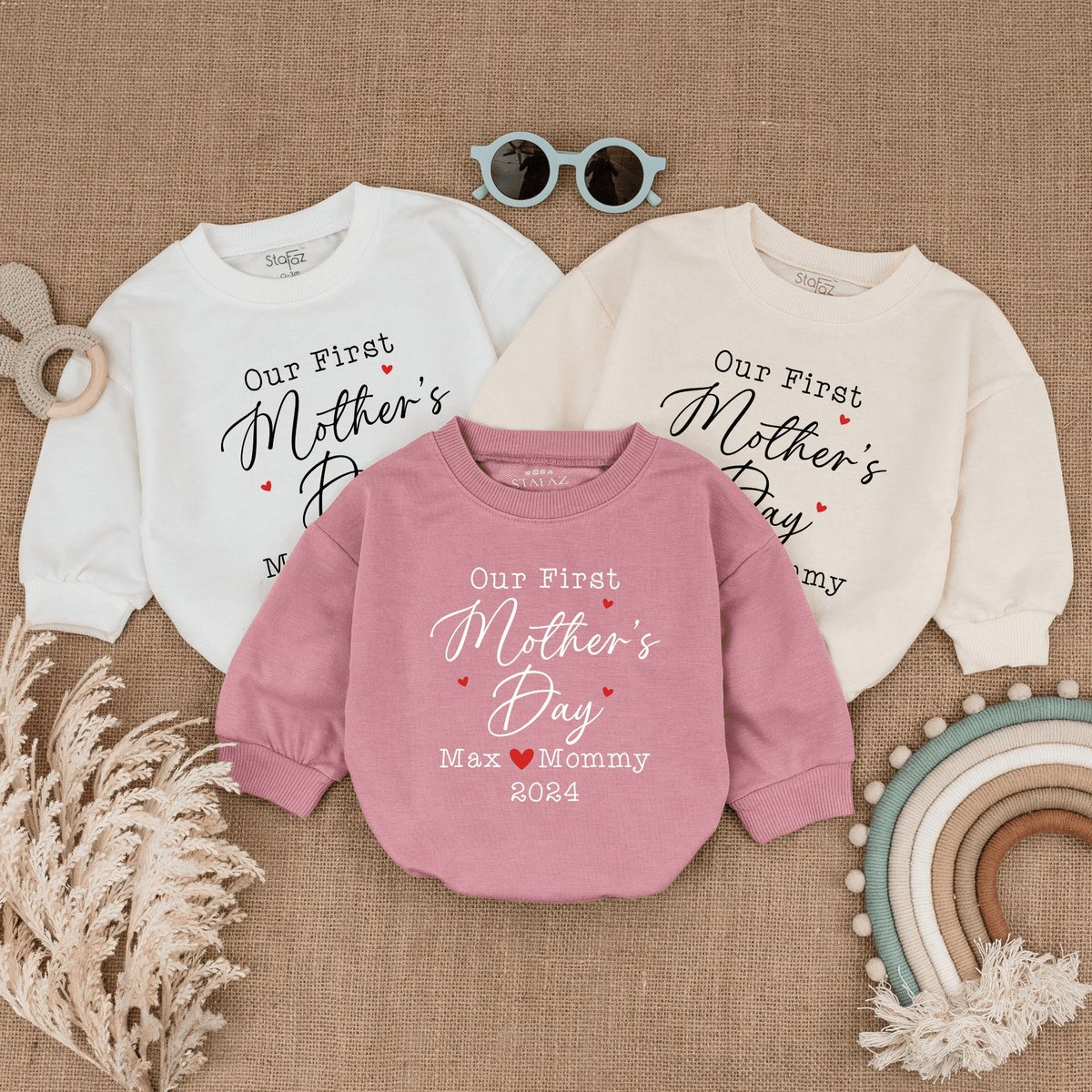 Personalized Our First Mother's Day Baby Romper Mothers Day Gift from Baby 1st Mothers Day Personal 169