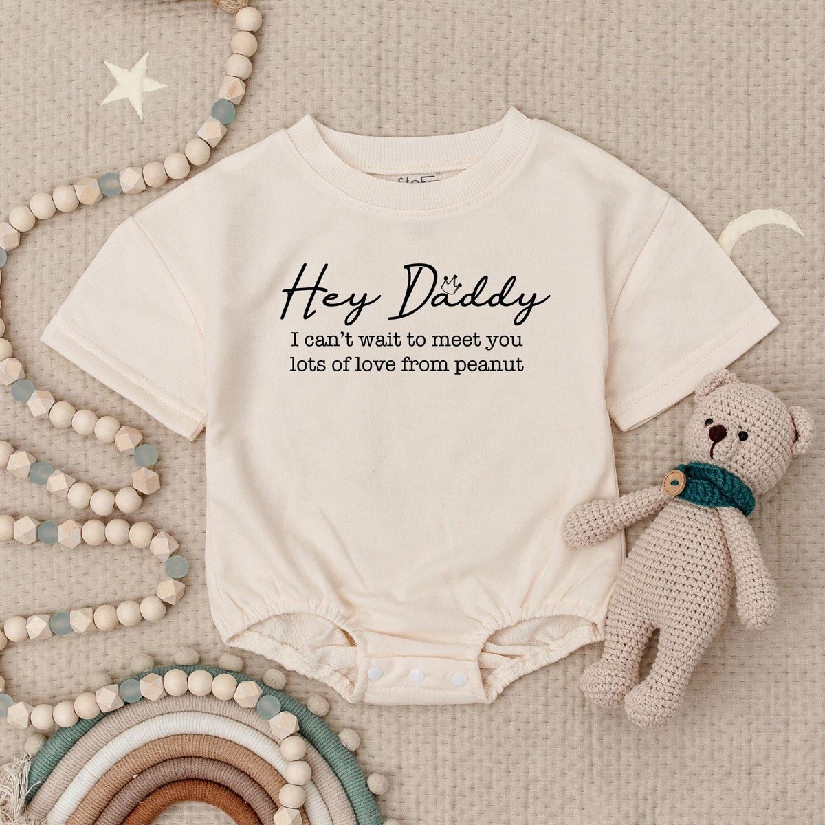 Personalized Pregnancy Announcement Sign To Daddy Baby Romper Baby Surname New Baby Due Date Reveal