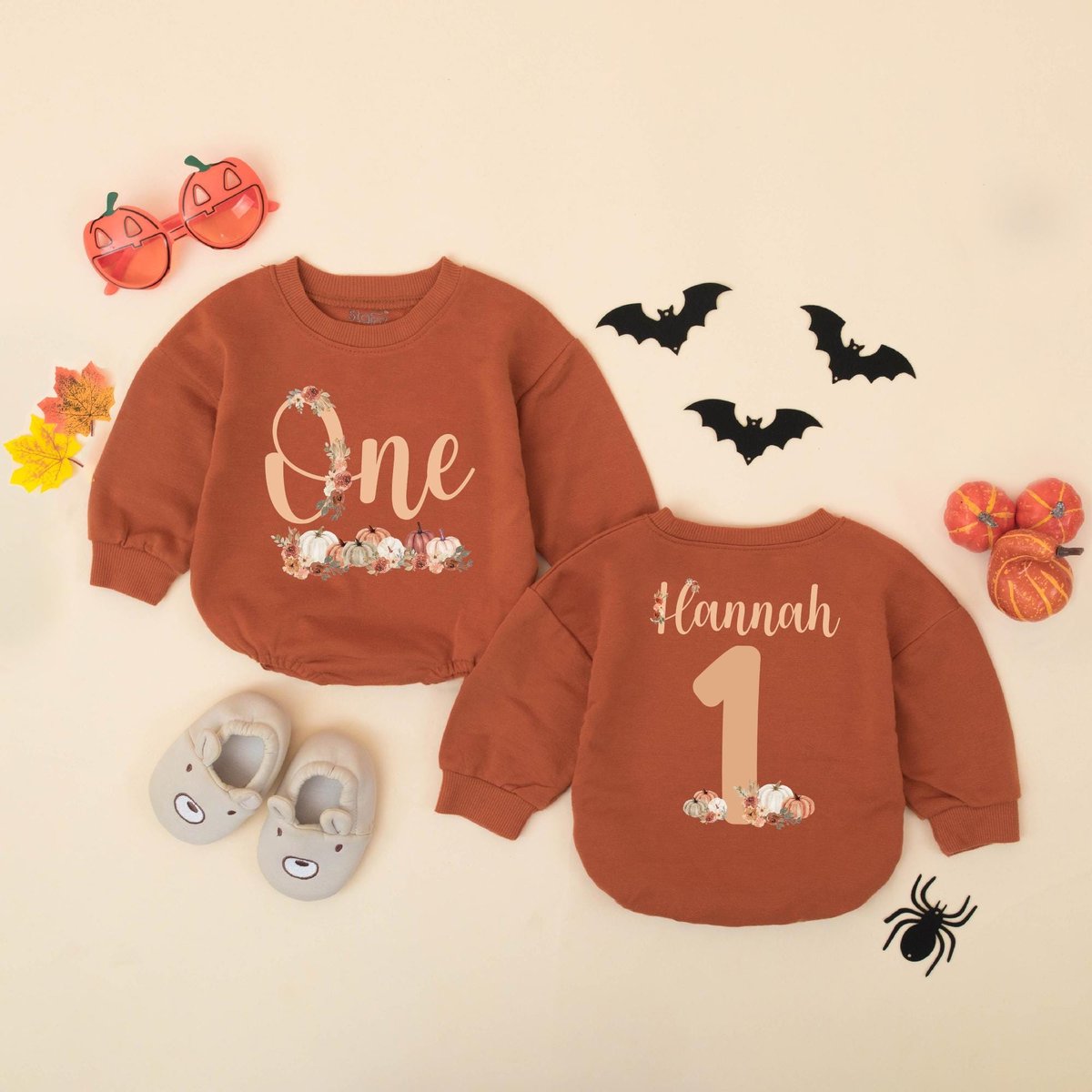 Personalized Pumpkin Floral Birthday Baby Romper Boho Pumpkin Baby Bodysuit Fall Girl 1st Birthday O 433