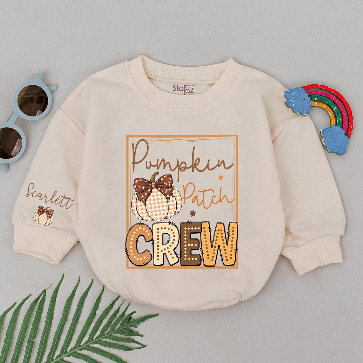 Personalized Pumpkin Patch Crew Romper Fall 1st Thanksgiving Outfits Baby Shower Gift Halloween Pump