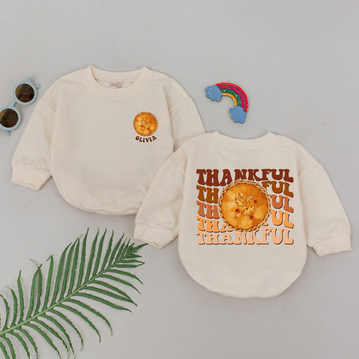 Personalized Pumpkin Pie Baby Romper Fall Thanksgiving Outfits Baby Shower Gift Thankful Baby Bodysu