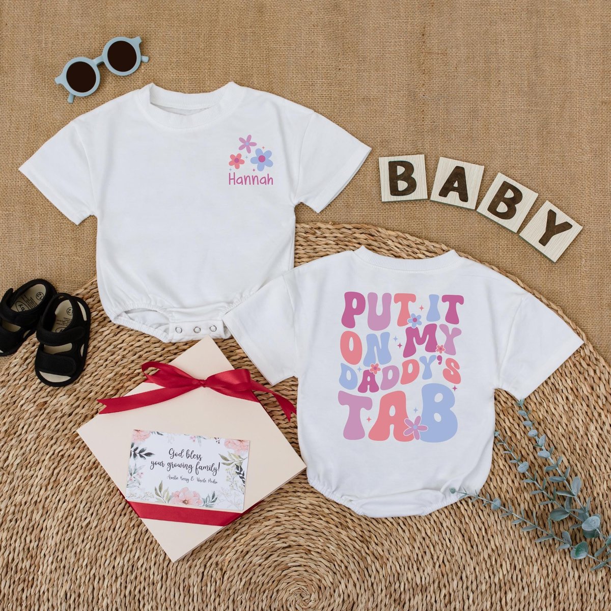 Personalized Put It On Daddys Tab Baby Romper Daddy's Girl Baby Bodysuit Funny Fathers Day Baby Out 431