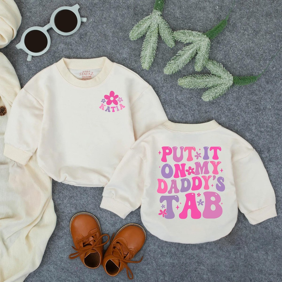 Personalized Put It On Daddys Tab T shirt Bubble Romper Fathers Day Baby Outfit Newborn Gift for Dad 435