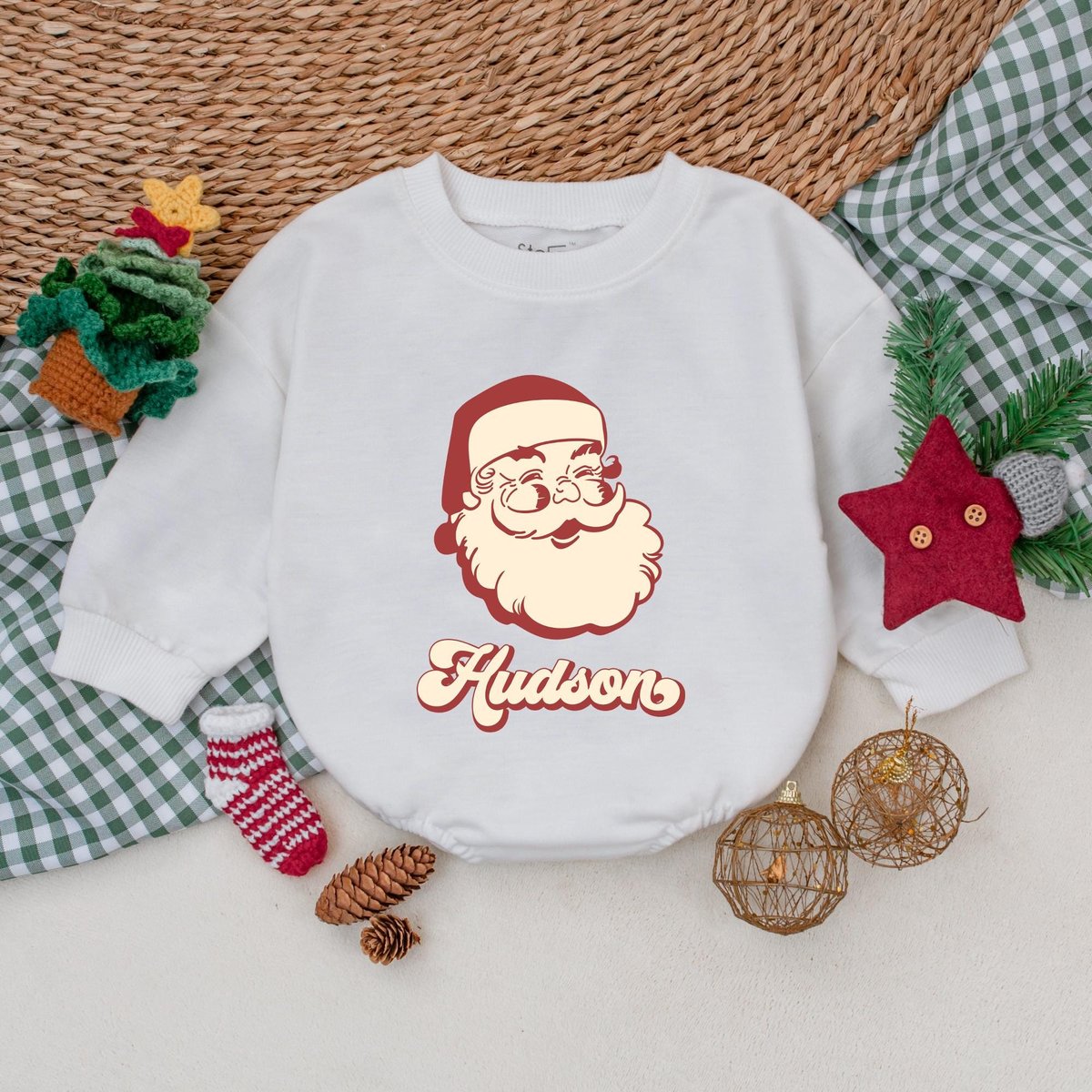 Personalized Retro Santa Romper Boys Christmas Bodysuit Christmas Baby Outfit Winter Baby Clothes Fi 176