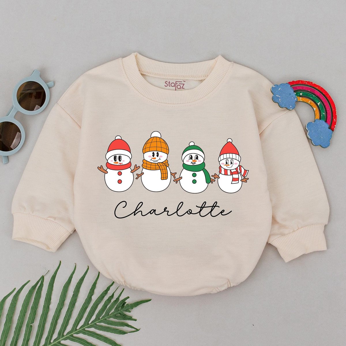 Personalized Snowman Christmas Romper Custom Name Outfits 1st Christmas Romper New Baby Gift Baby Sh