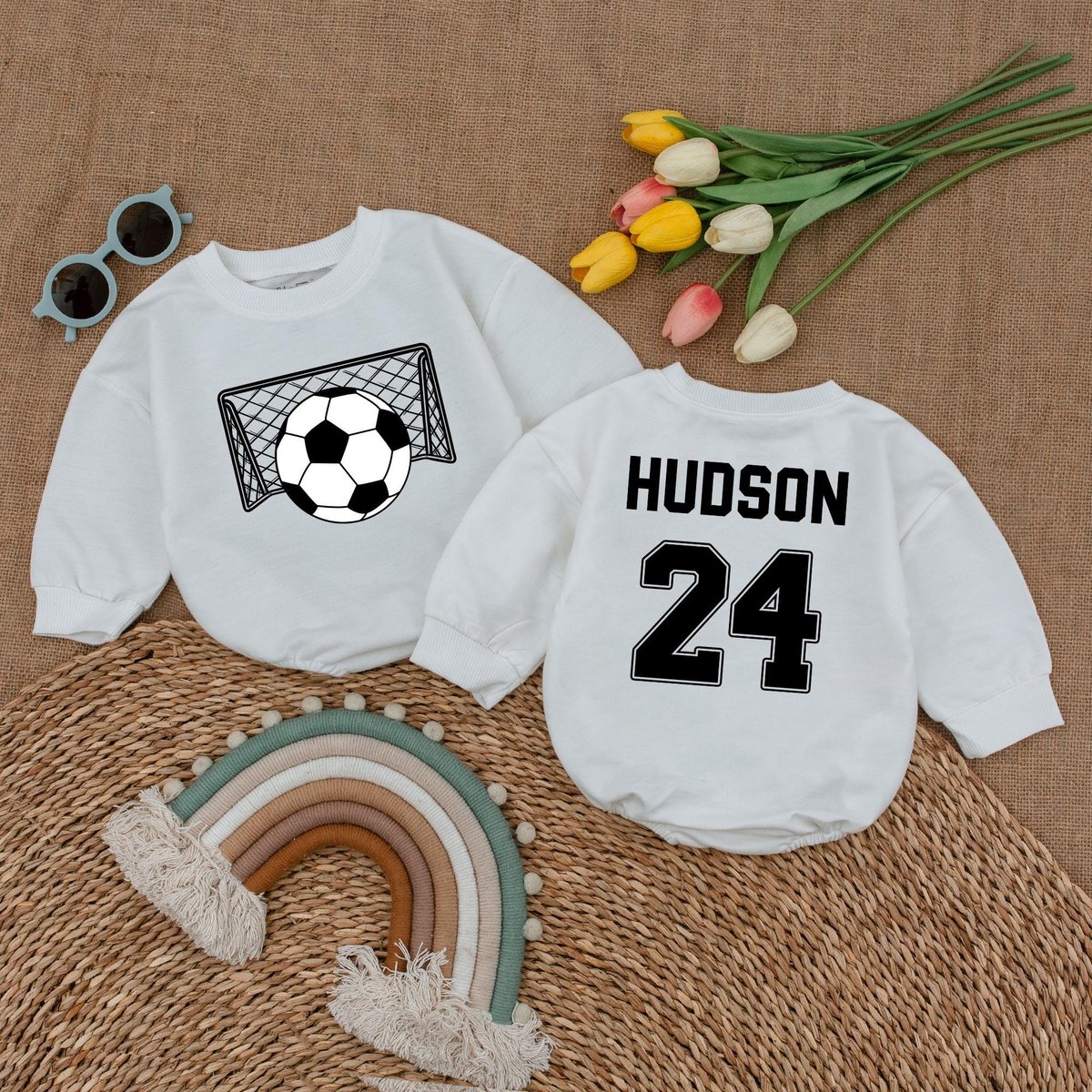 Personalized Soccer Baby Romper Custom Name and Number Game Day Baby Bodysuit Gameday Outfit Baby Cl 178