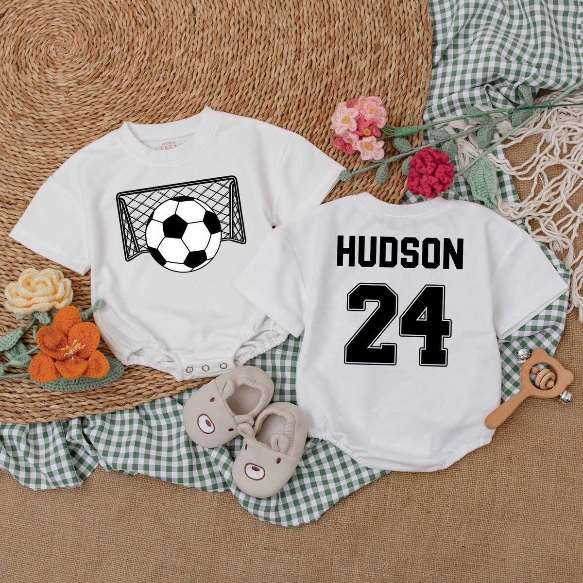 Personalized Soccer Baby Romper I'm Watching Soccer With Daddy Baby Bodysuit Gameday Outfit Father3 188
