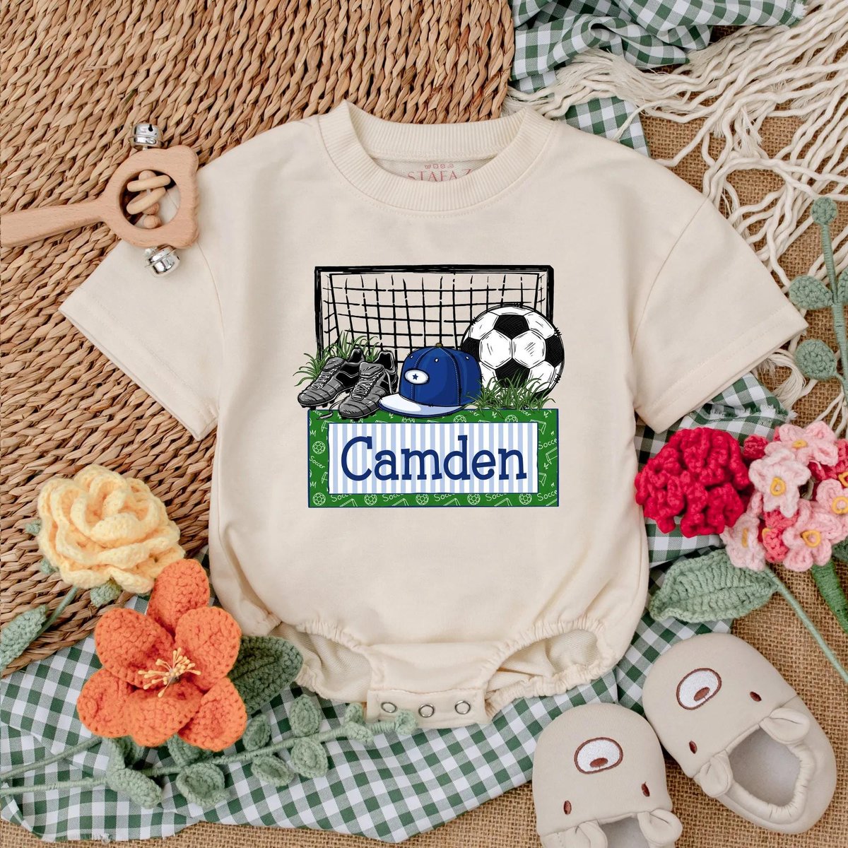 Personalized Soccer Baby Romper Soccer With Daddy Bodysuit Gameday Baby Boy Clothes Soccer Baby Show 189