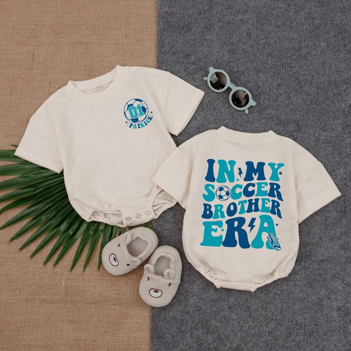 Personalized Soccer Brother Era Bubble Romper Soccer Half Birthday12 Birthday Outfit Soccer Gameday 178