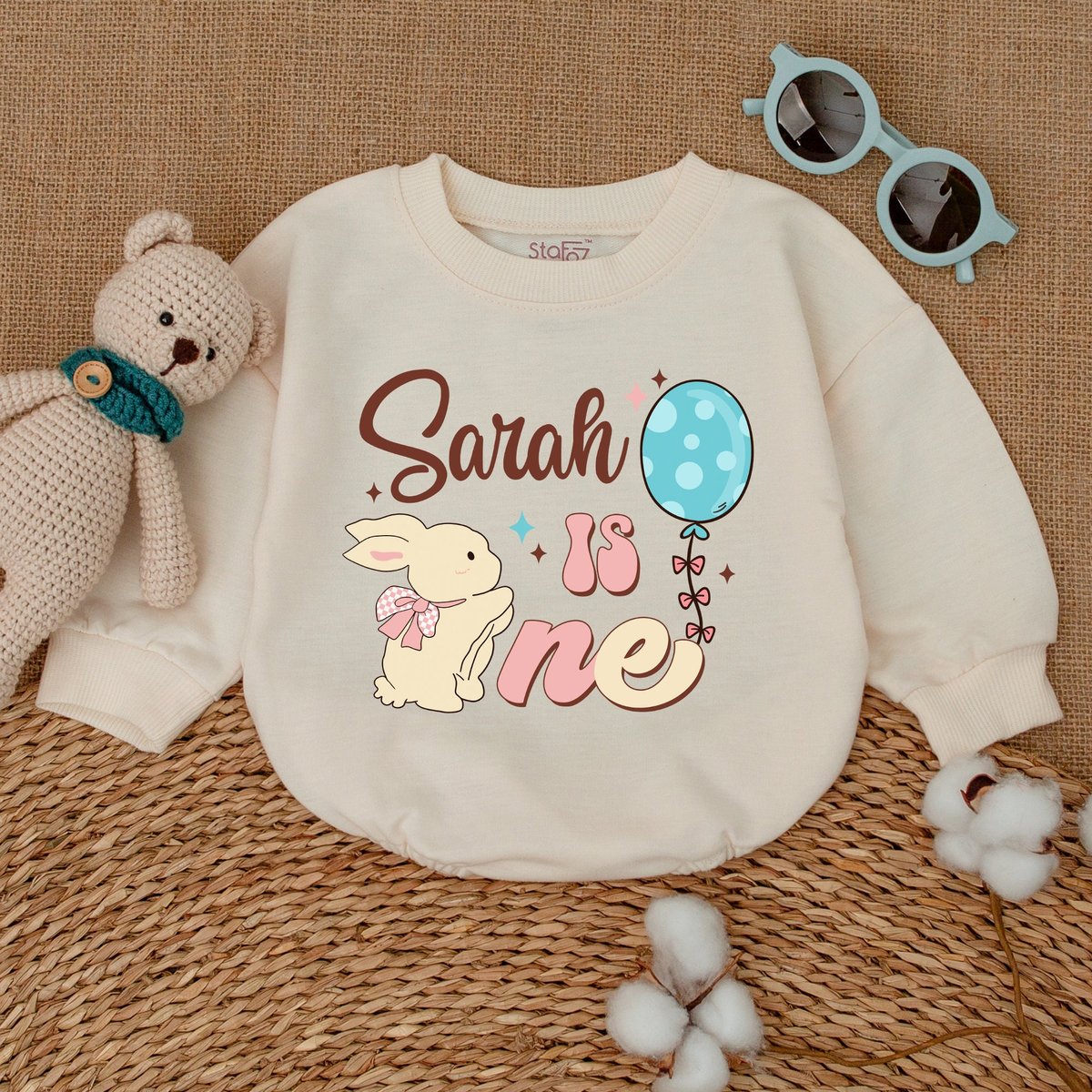 Personalized Some Bunny Is One Romper Custom Name Bunny Birthday Bodysuit Baby Girl Birthday Outfit 170