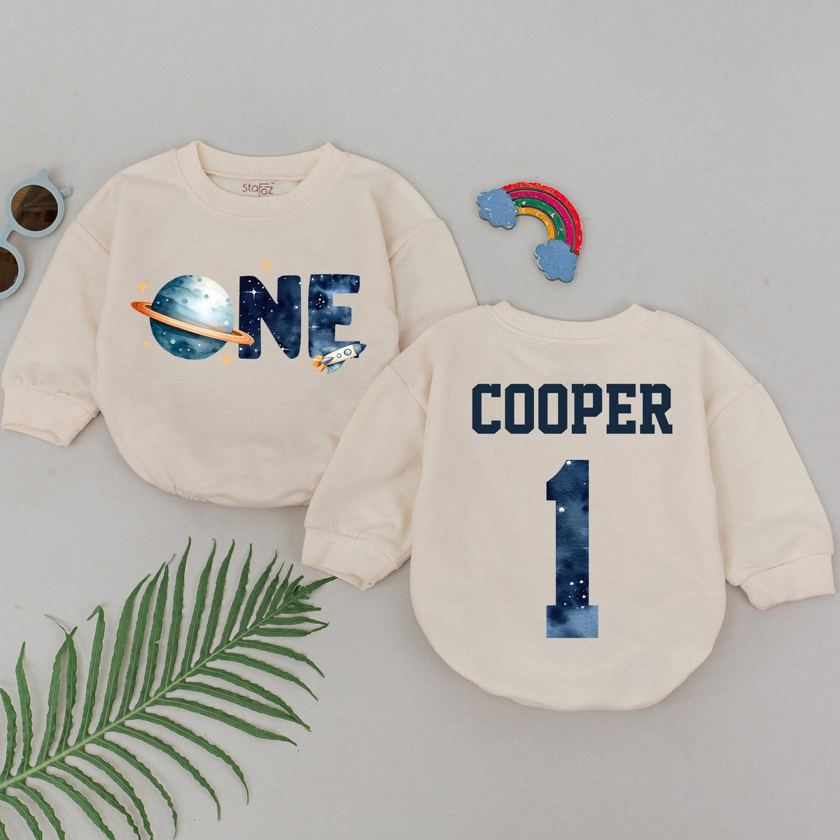 Personalized Space One Birthday Romper First Trip Around The Sun 1st Birthday Boy One Candle Outfit