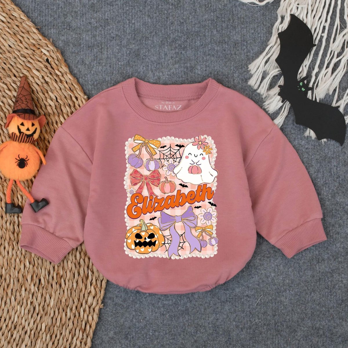 Personalized Spooky Baby Outfit Bubble Romper Halloween Boo Baby Outfit 1st Halloween Infant Toddler 434