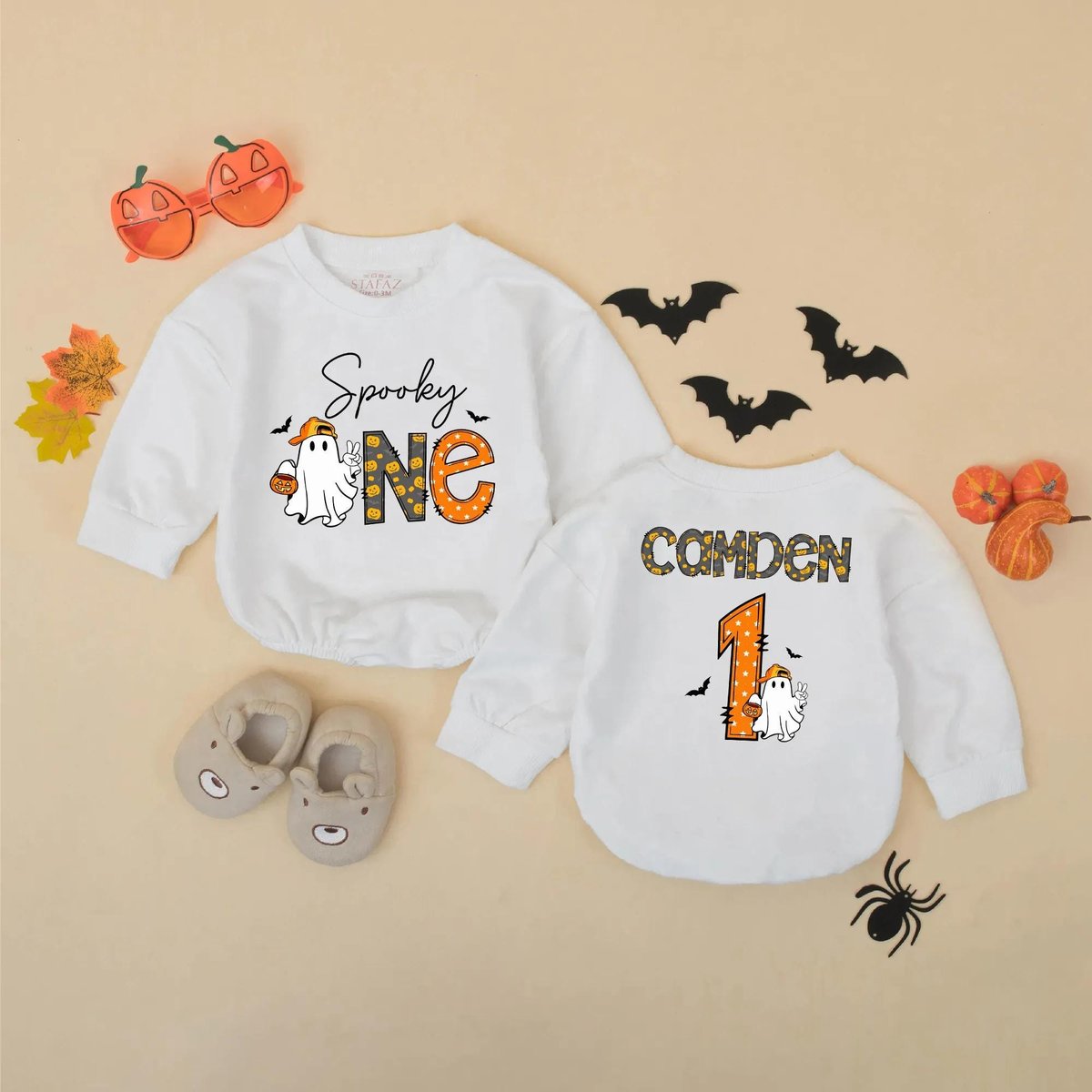 Personalized Spooky One Birthday Boy Baby Romper Custom Name Halloween 1st Birthday Outfit Toddler F 434