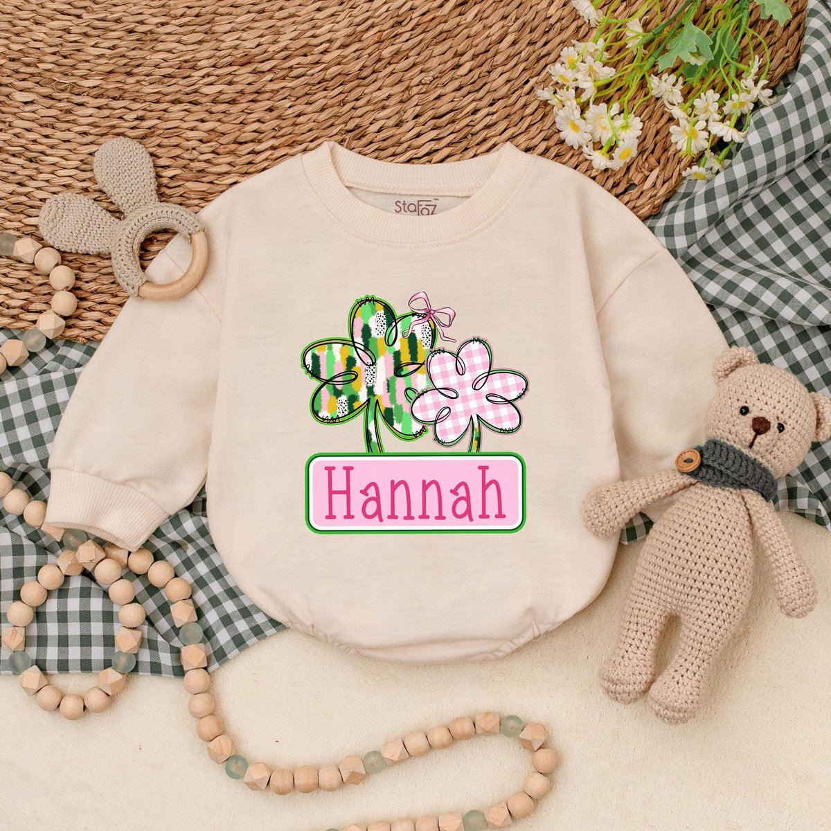 Personalized St Patrick's Day Girl Romper Custom Name Girls Bodysuit Baby Patrick's Day Outfit St 187