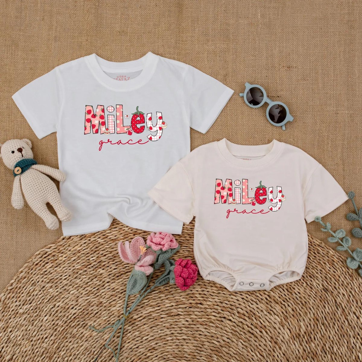 Personalized Strawberry Girl Shirt Custom Name T shirt for Toddler Cute Summer Outfit for Girls Baby 429