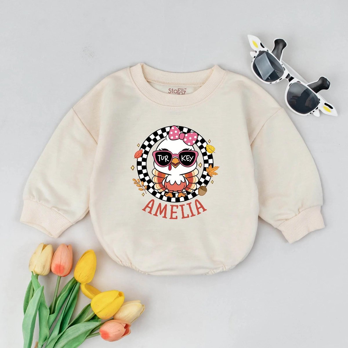Personalized Thanksgiving Turkey Romer Funny Turkey Bodysuit First Thanksgiving Baby Outfit Thankful 435