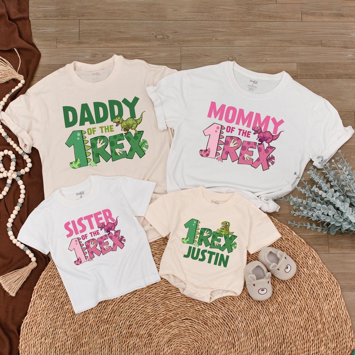 Personalized Three Rex Dinosaur Family Birthday Shirts Matching 3 Rex Birthday Tee Mom Dad Broth