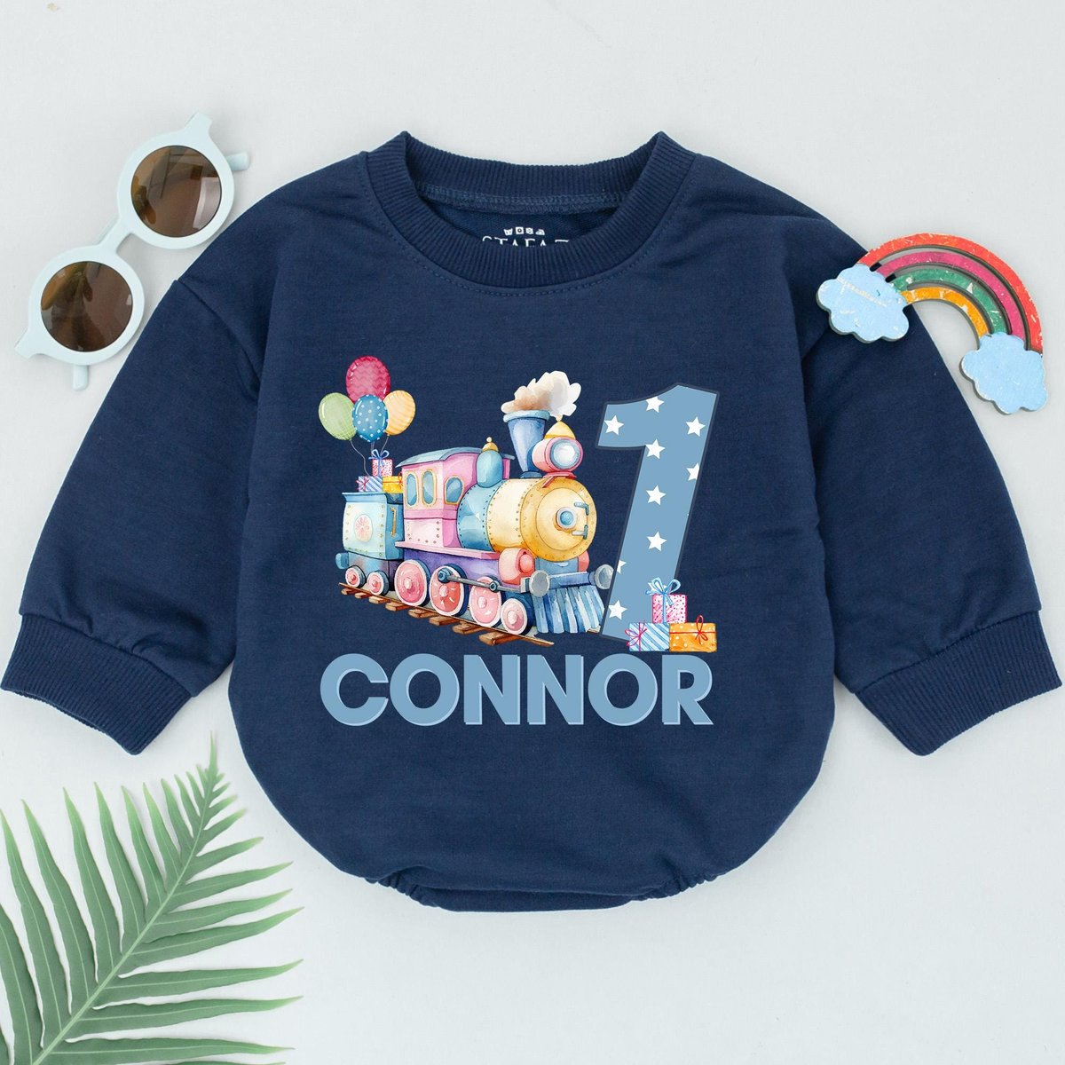 Personalized Train First Birthday Romper Train Birthday Boy Bodysuit Baby Boy Gift Custom Infant Tra