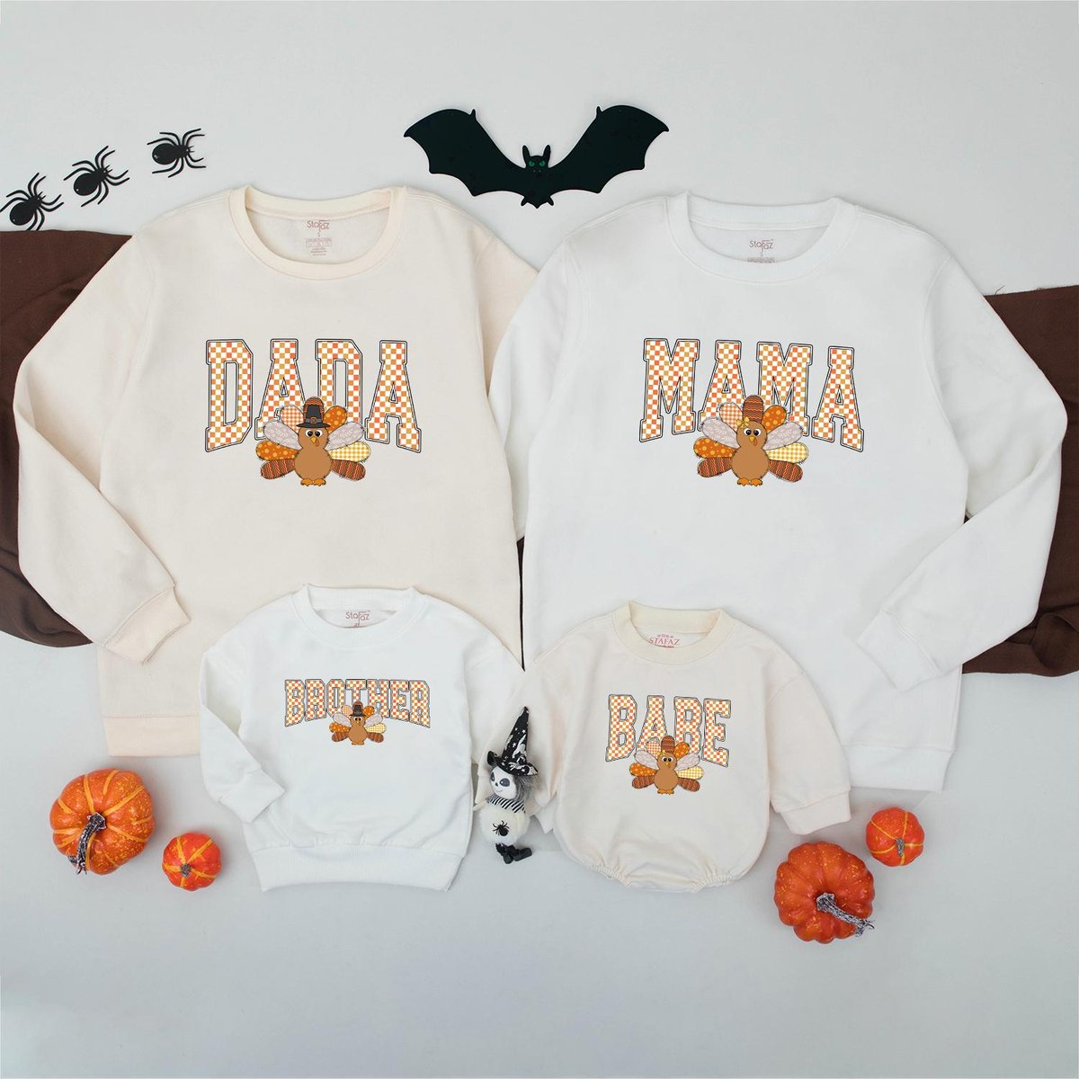 Personalized Turkey Family Sweatshirt Thanksgiving Matching Shirt Fall Family Outfit One Little Turk 435