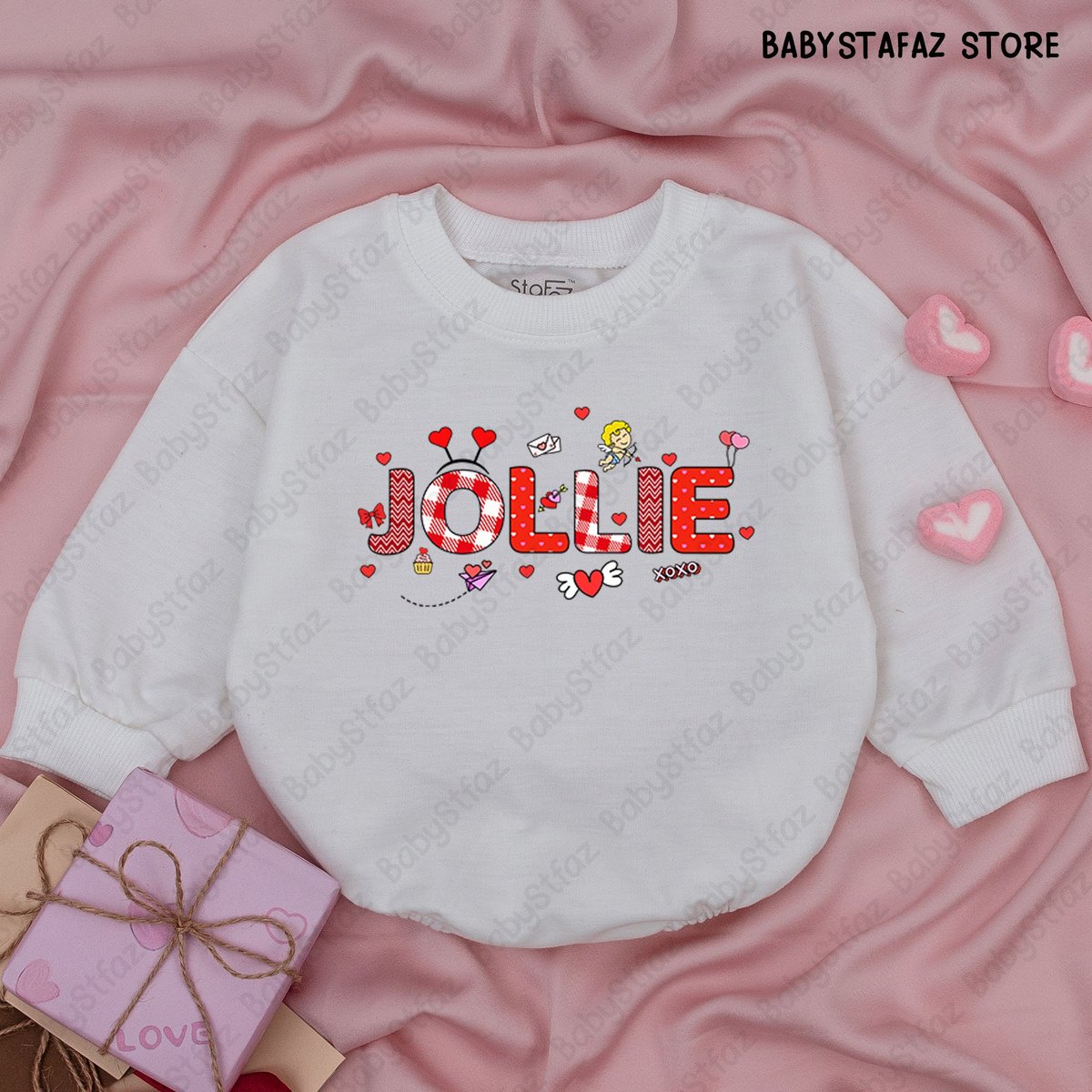 Personalized Valentine Baby Romper Valentine Custom Kids Name Clothes Valentine's Day Gift Cute Bab 163