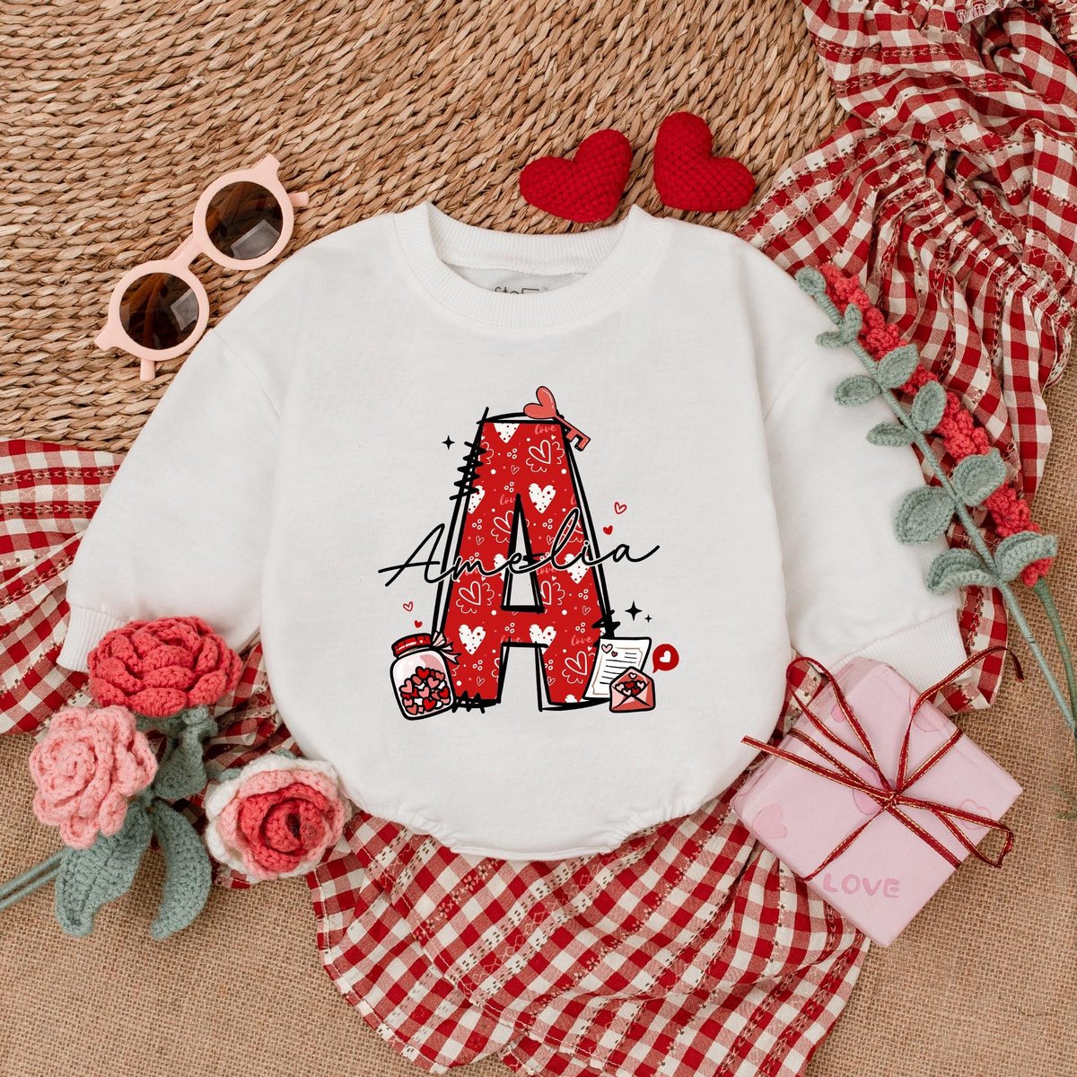 Personalized Valentine Baby Romper Baby Girl Valentine Bodysuit My 1st Valentines Day Valentine Baby 181
