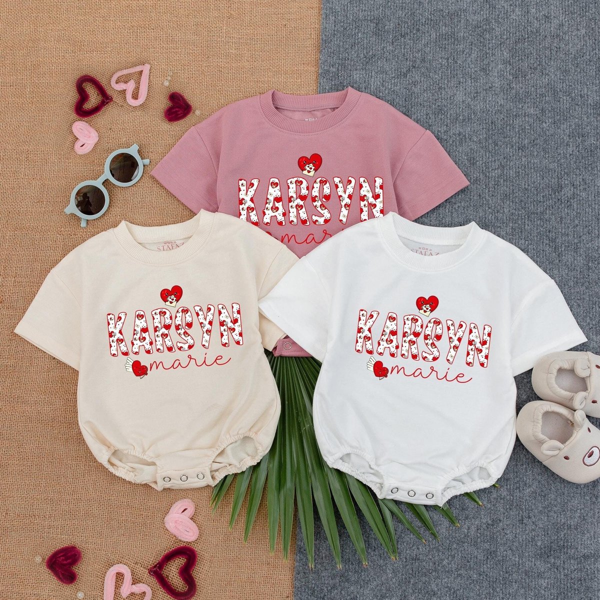 Personalized Valentine Baby Romper Personalized Bubble Romper Valentine Bodysuit Custom Name Valenti 184