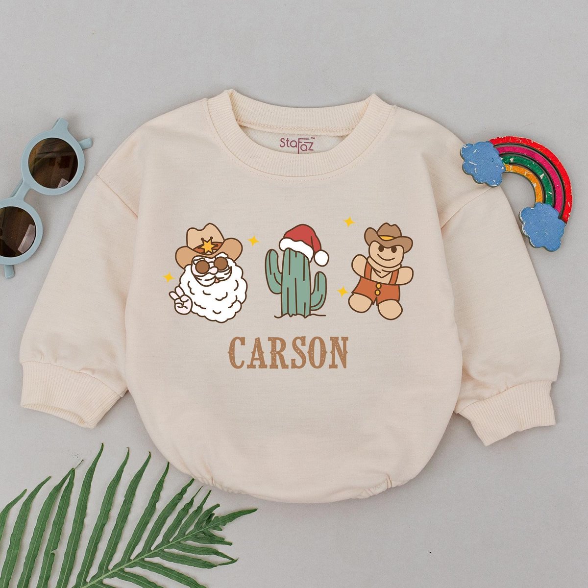 Personalized Western Christmas Romper Christmas Outfits 1st Christmas Bodysuit Baby Xmas Gift Baby S