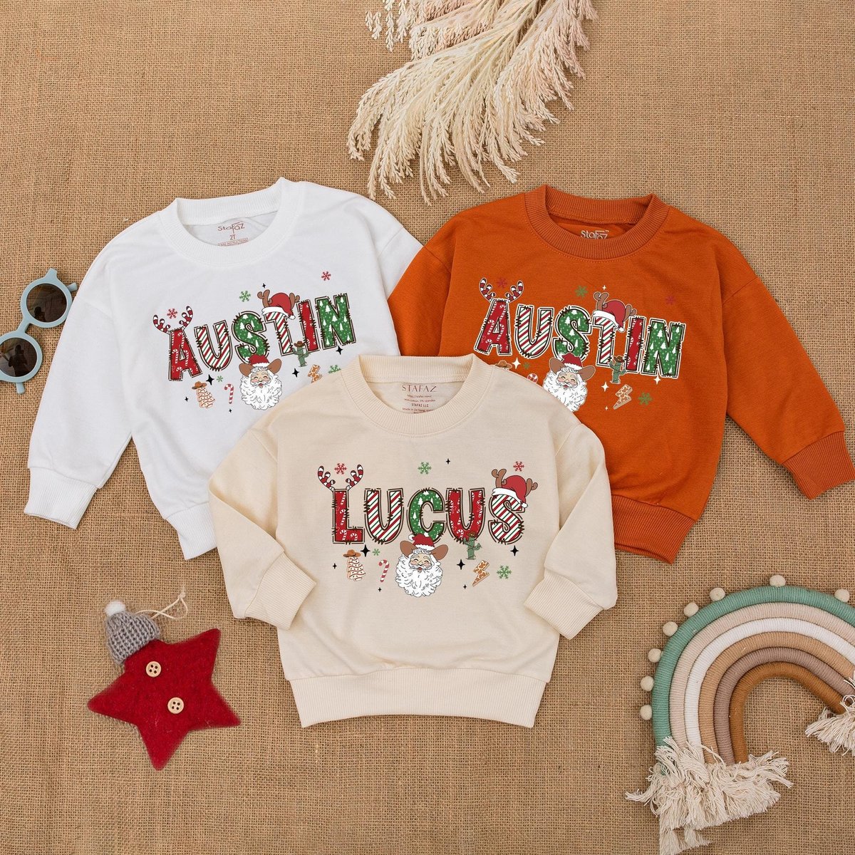 Personalized Western Christmas Sweatshirt Toddler Shirt Holiday Season Shirt Christmas Baby Shower G 180