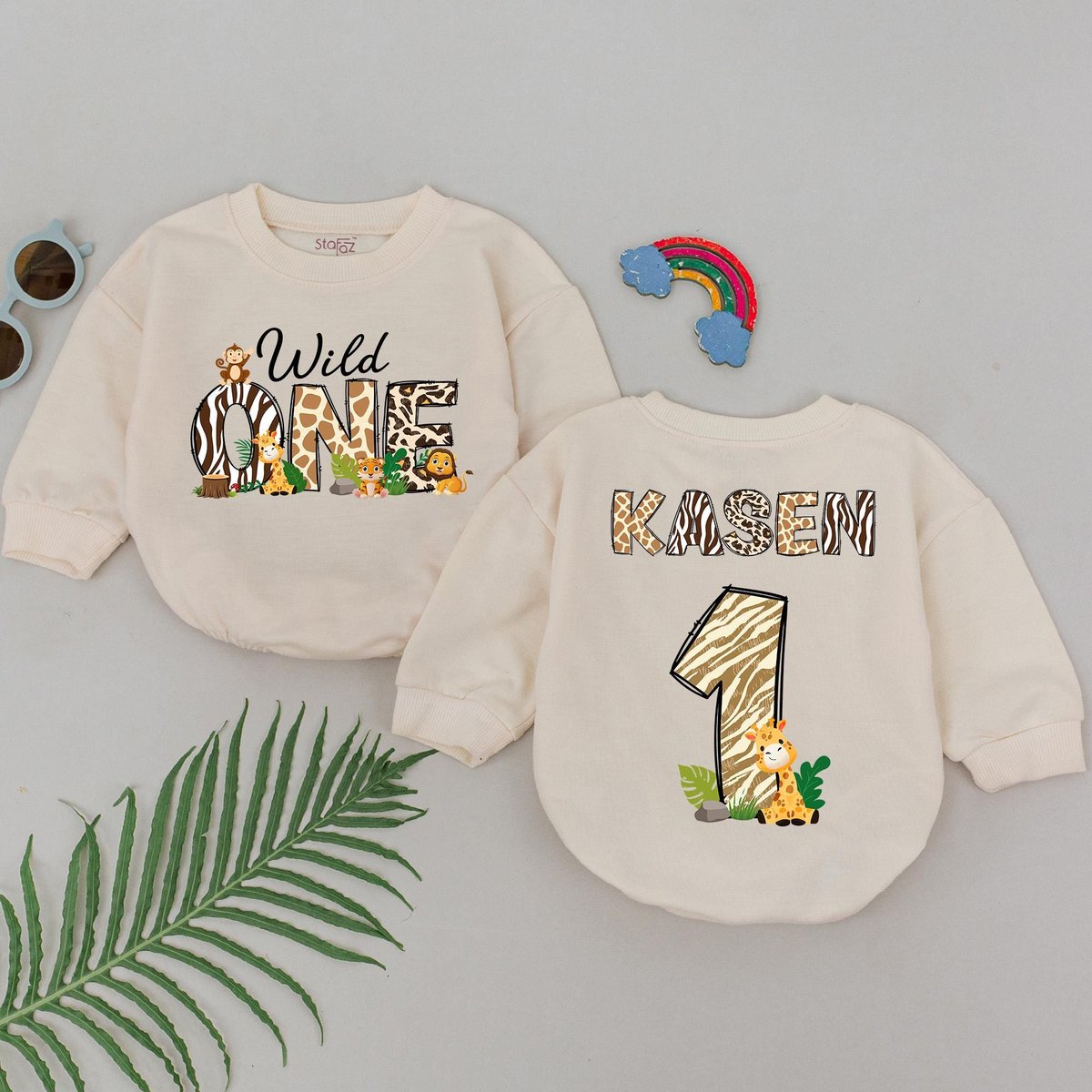 Personalized Wild One Birthday Romper Wild One 1st Birthday Baby Clothes Wild One Safari Bubble Romp