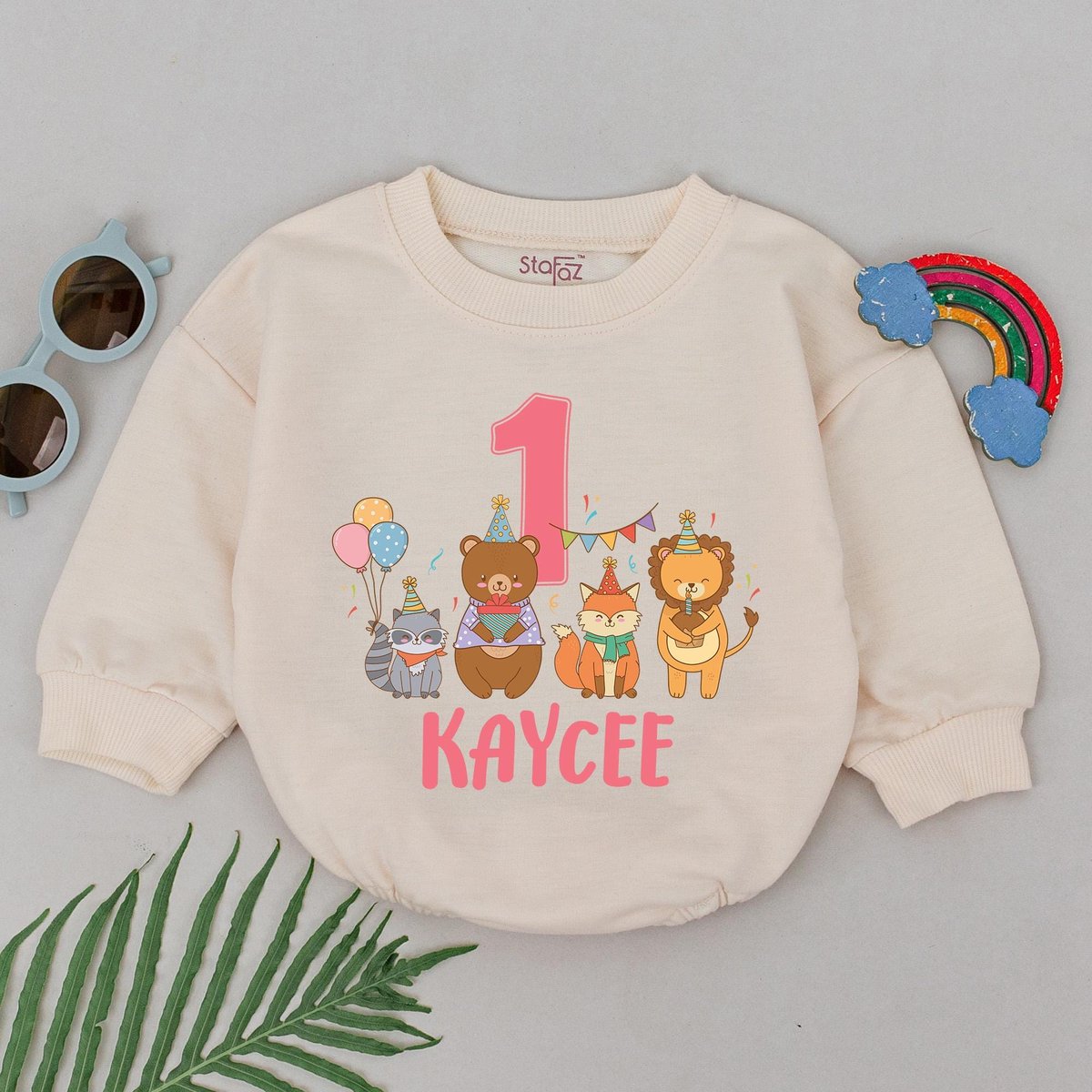 Personalized Zoo Animals Birthday Romper Party Animal Bodysuit Safari Animals Outfit Wild One Safari