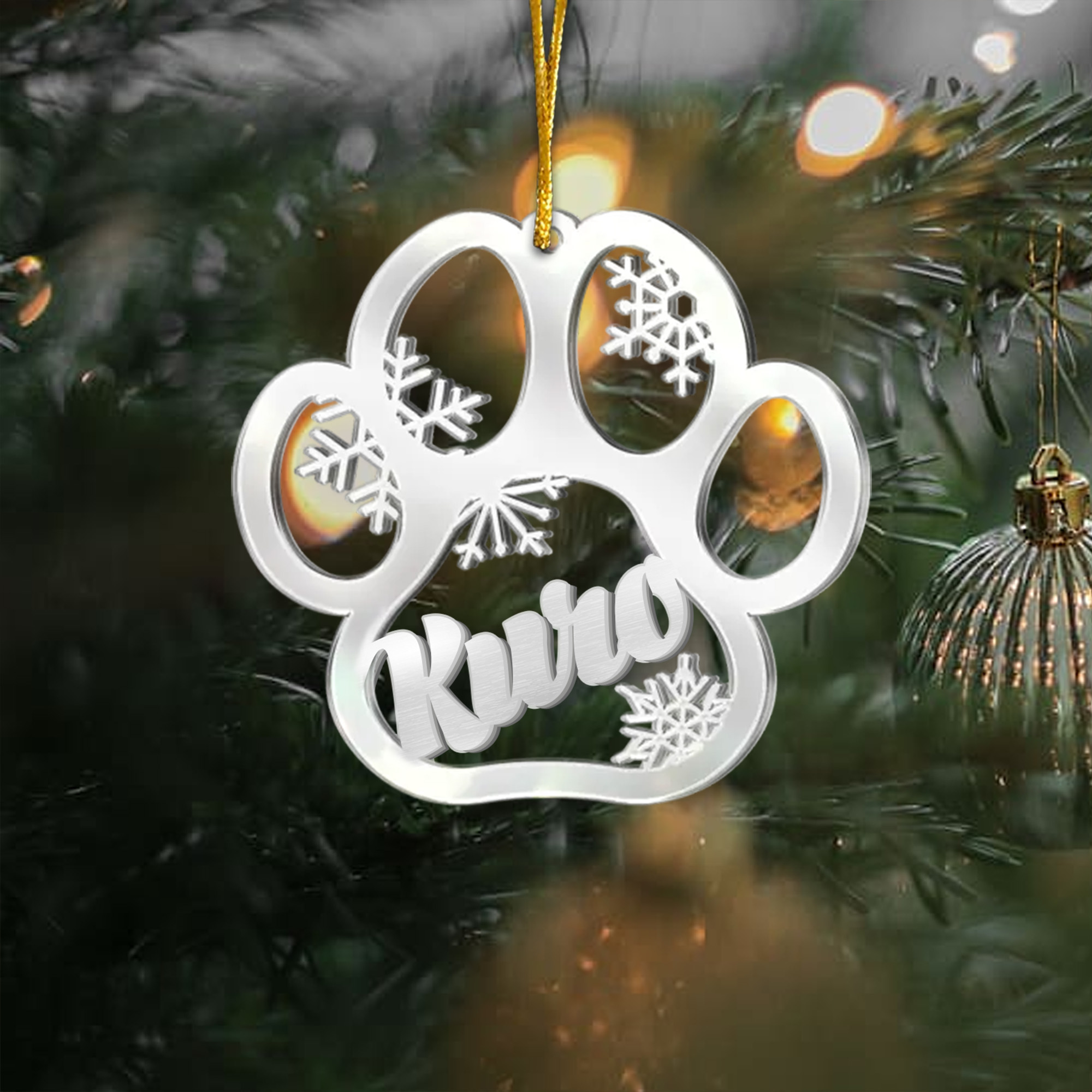 Personalized Paw Print Pet Ornament  Acrylic Custom Name Christmas Decor for Dogs  Cats - ASO-EZYHC