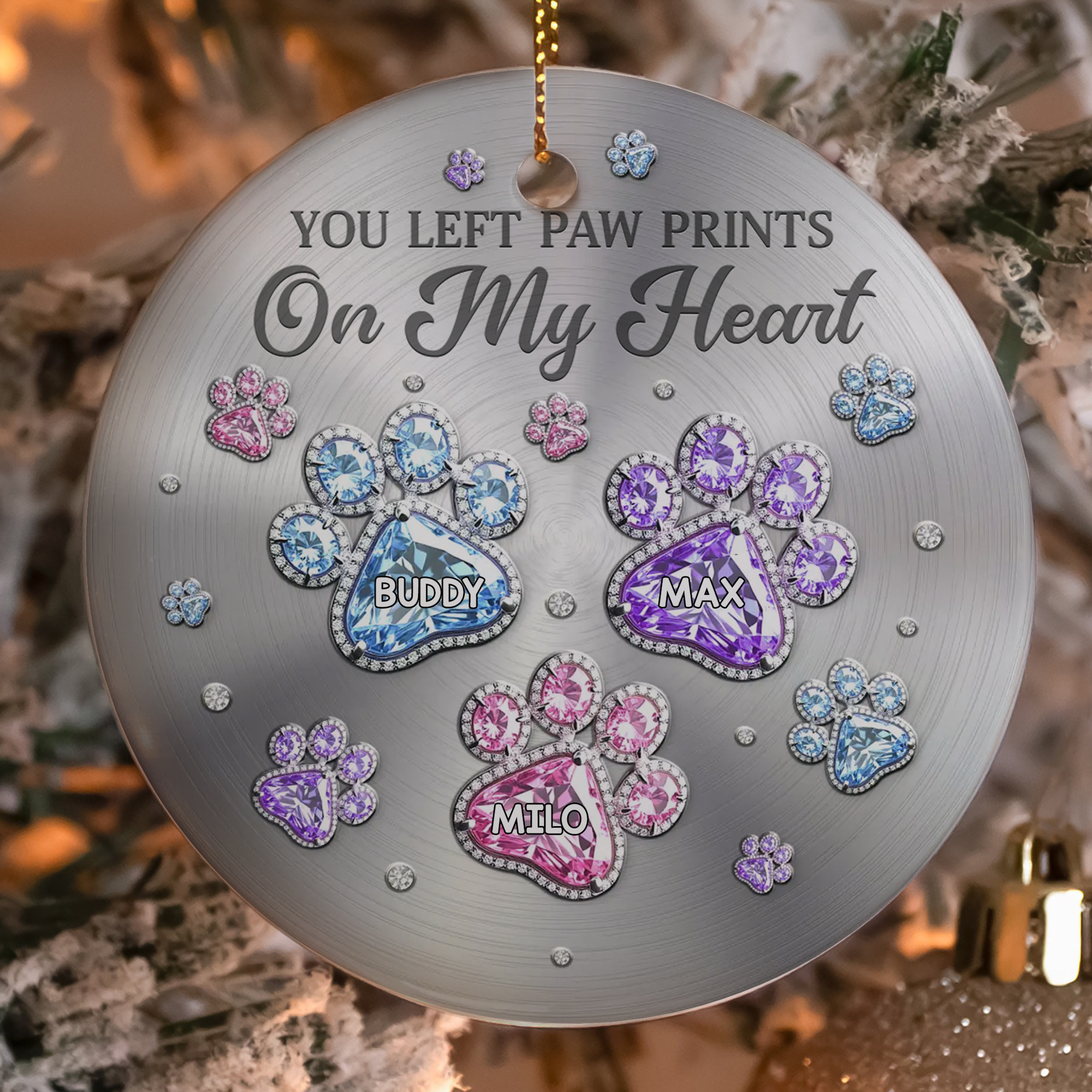 Personalized Pet Paw Prints Memorial Ornament  Ceramic In Loving Memory Keepsake  Christmas Gift for Pet Owners-COR-S8O8O
